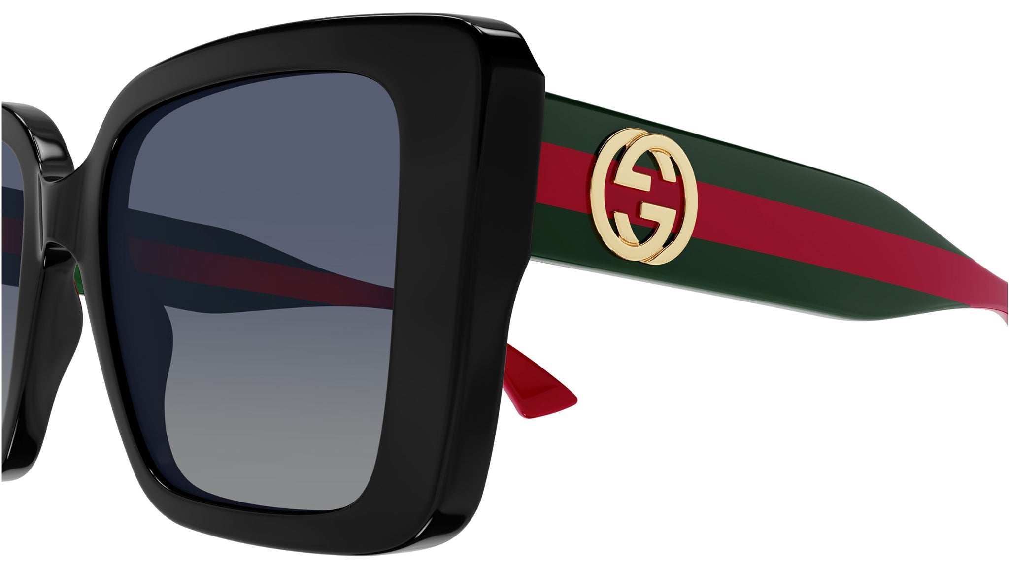 GUCCI ブラックサングラス Gucci GG1861S 005 Rectangular Sunglasses Solid Black - eye-oo.com