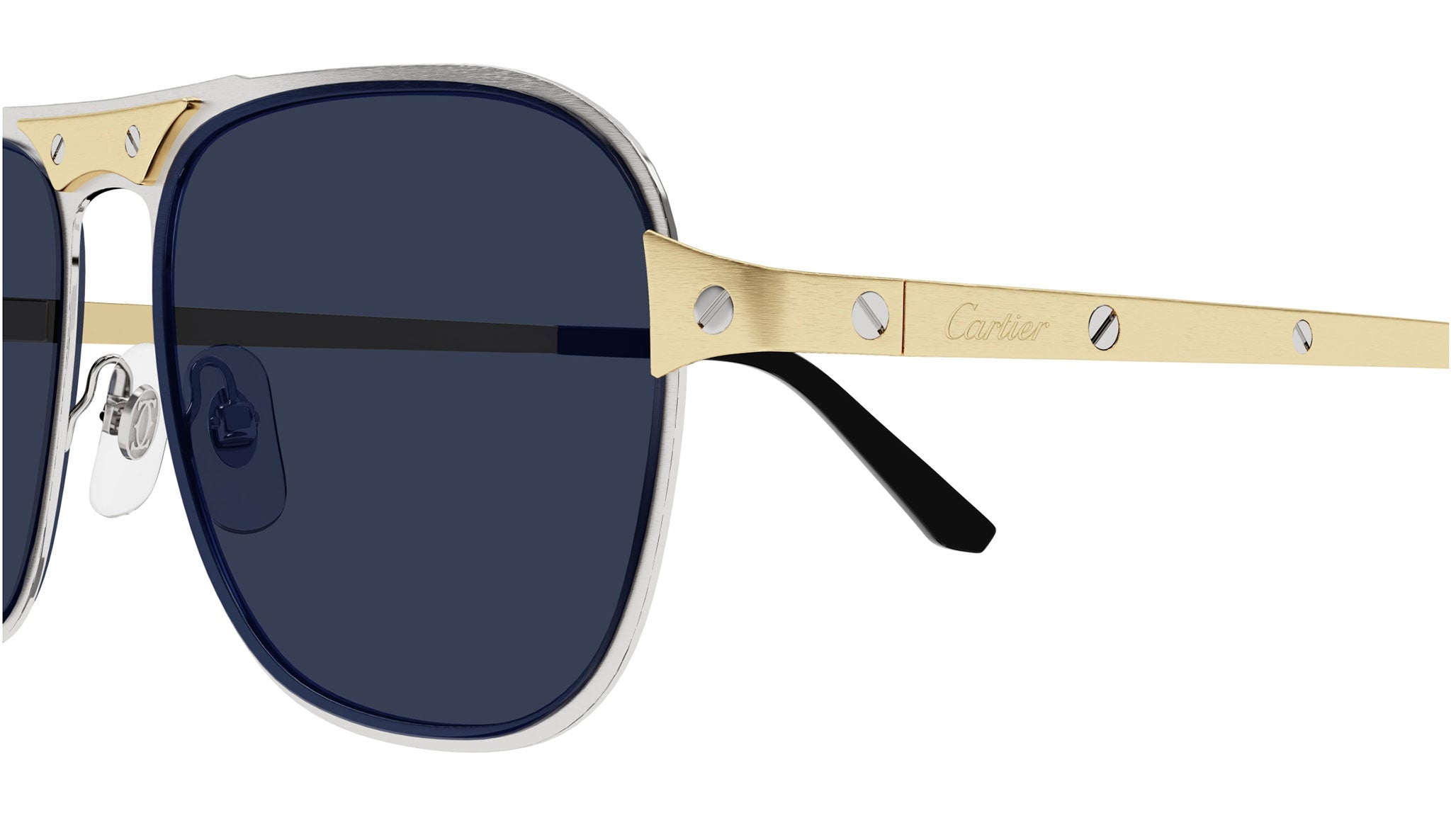 Cartier CT0532S 003 Sunglasses Matte Silver Blue - eye-oo.com