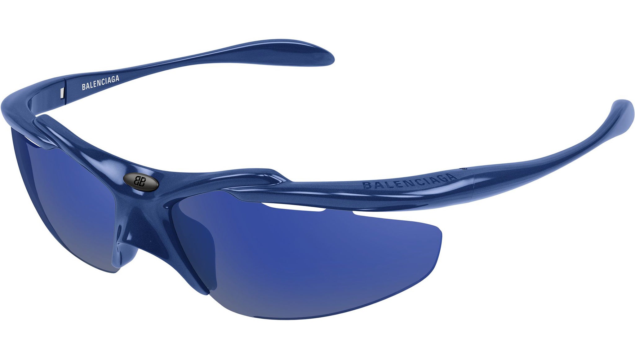 Balenciaga BB0464S Geometric Sunglasses 004 Blue Smoke - eye  display picture 1