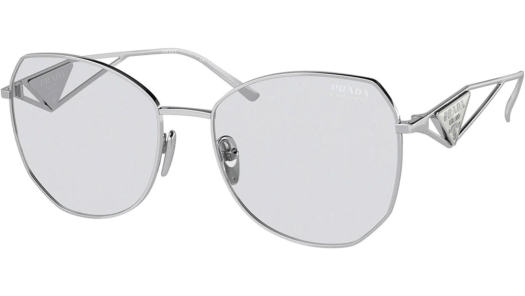 Prada Women\'s Silver and Dark Grey Sunglasses! PRADA Sunglasses PR50ZS in 1bc09s - silver/dark gray gradient main image 3