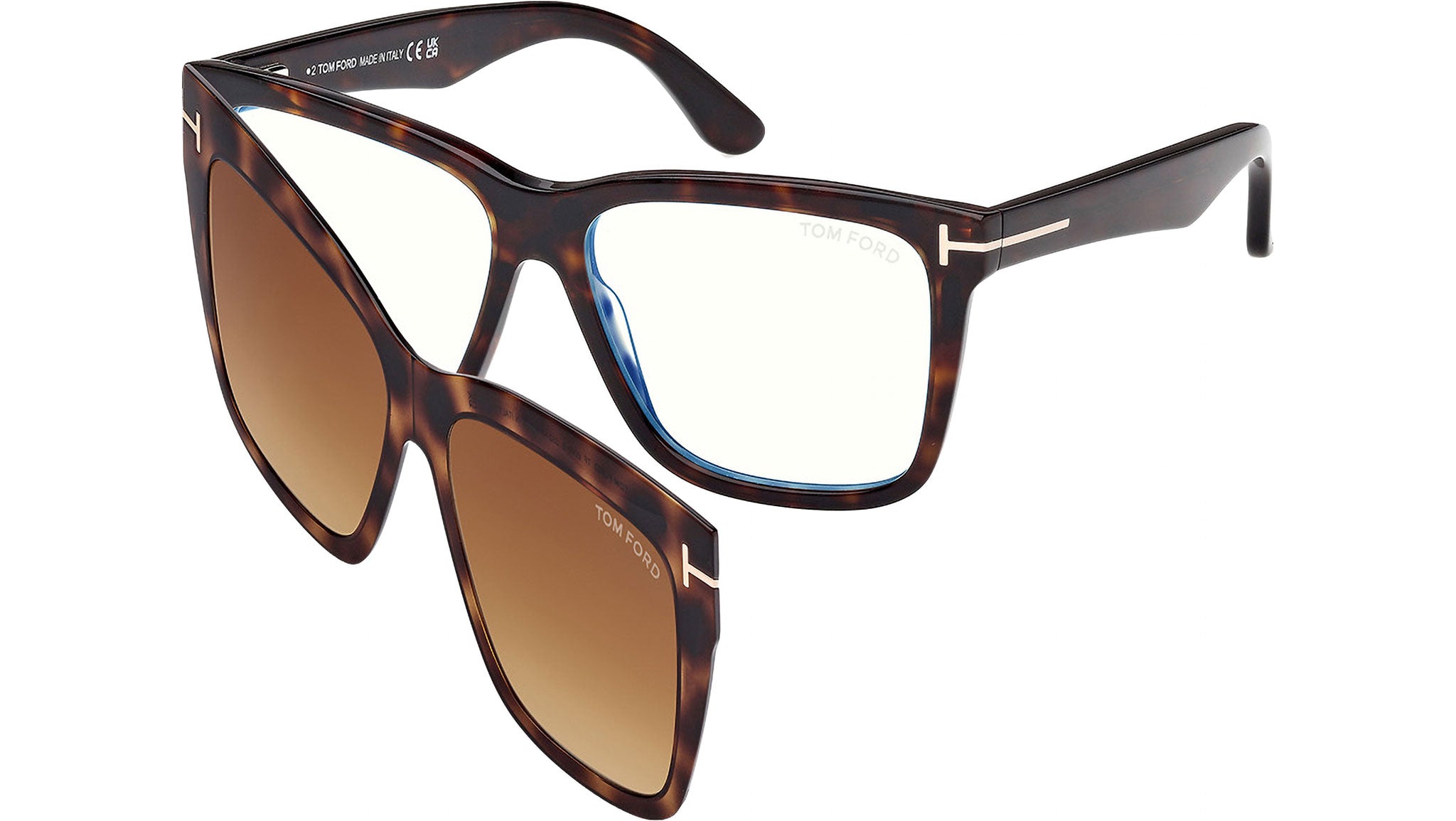 Tom Ford Clip-on Glasses 052 Dark Havana - eye-oo.com
