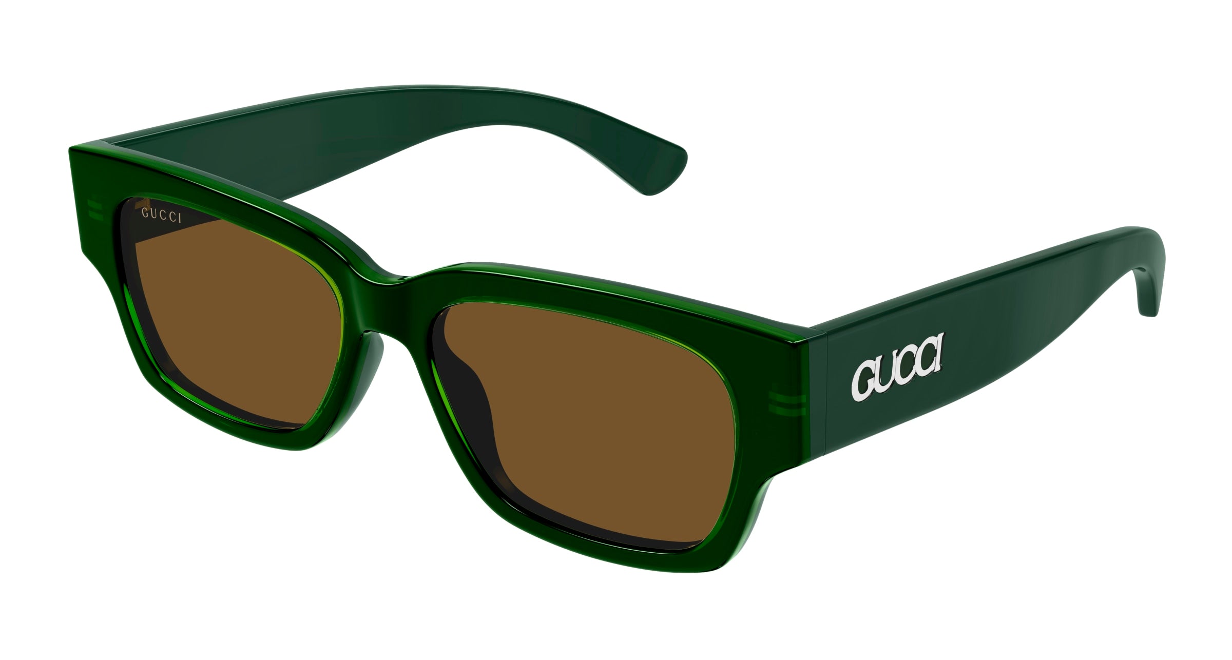Gucci GG1794S 004 Green Brown Rectangular Sunglasses - eye-oo.com