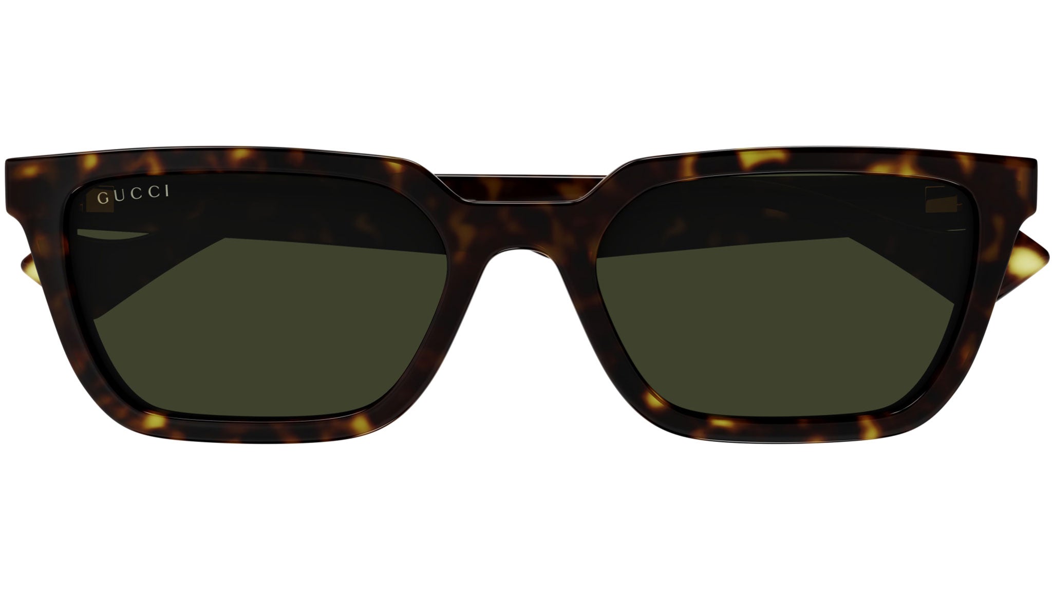 New Gucci Rectangular Green Tortoiseshell Sunglasses Gucci Rectangular Frame Sunglasses - Havana / Green – Kith main image 2