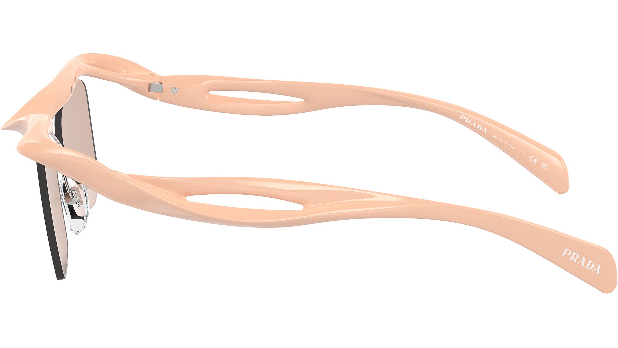 NEW Prada PRA15S 18Q4I2 Peach Light Brown Rectangle Unisex Sunglasses 0PR A15S Sunglasses Prada PR A15S (1AB8C1) PRA15S SPRA15S Man | Free  main image 3