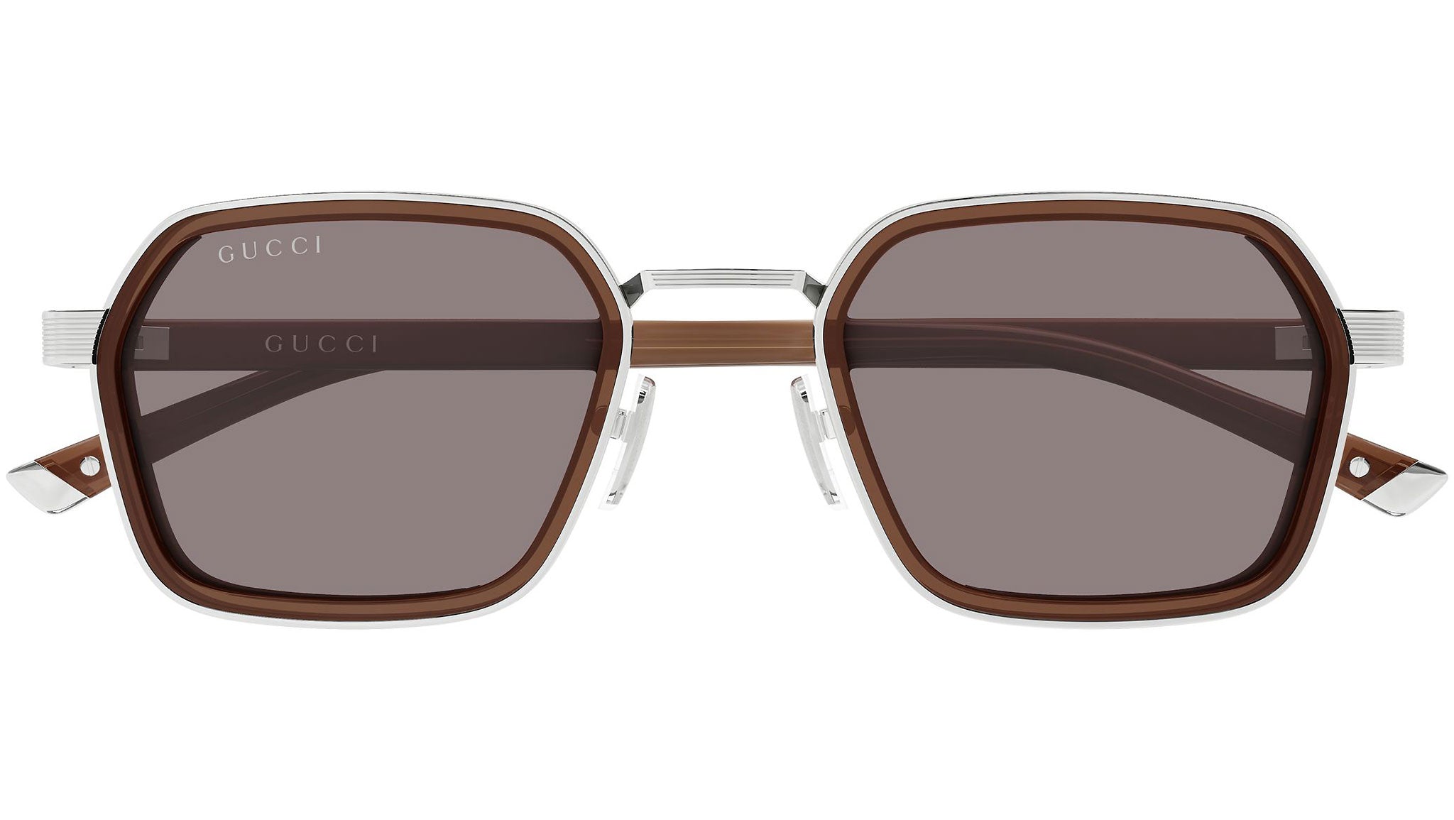 Gucci GG2074S 005 Silver Light Brown Sunglasses - eye-oo.com