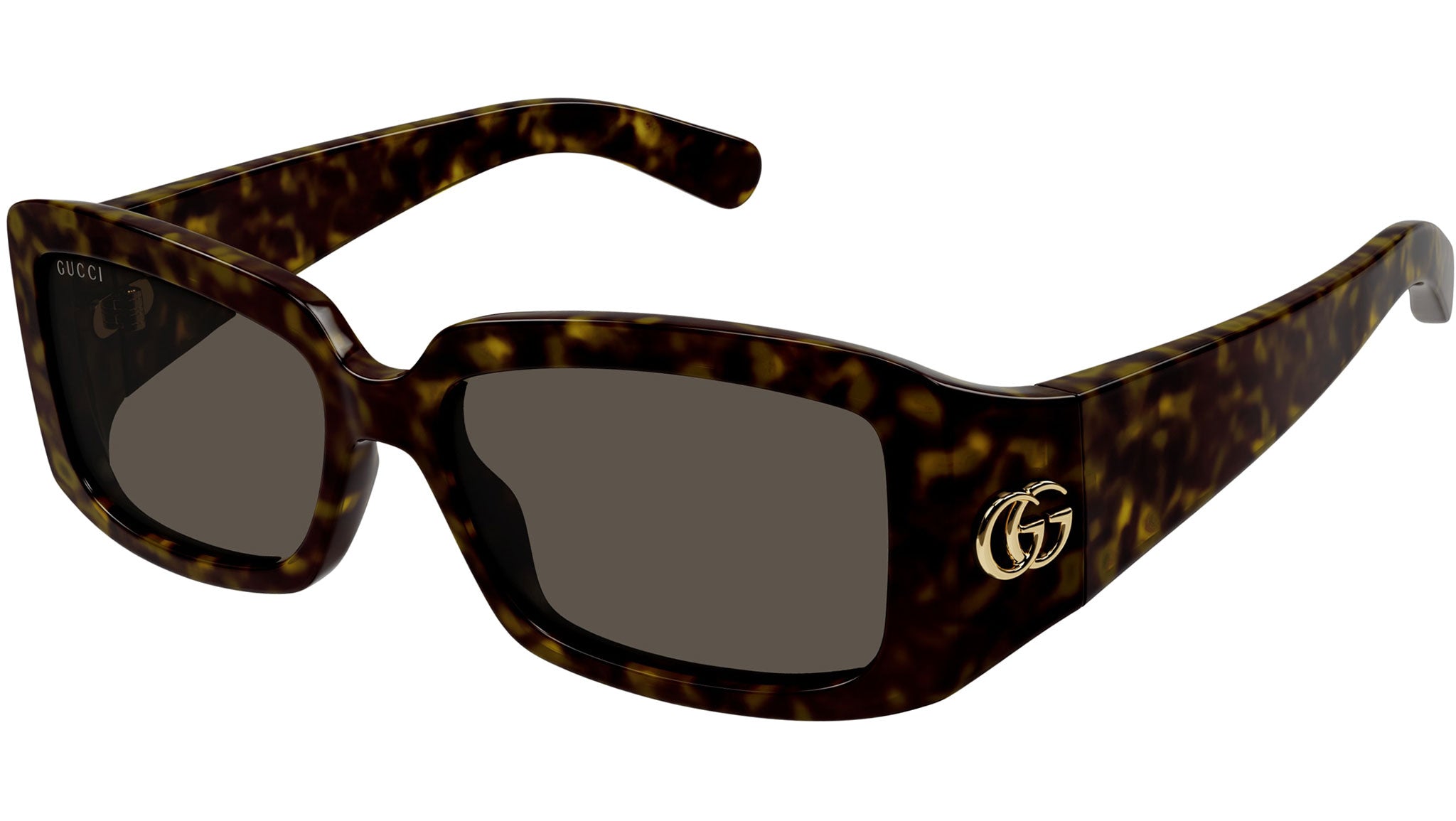 NEW GUCCI Sunglasses Brown 55-18-140 New Rectangle Havana Tortoise Gold GG Metal Gucci Women main image 3