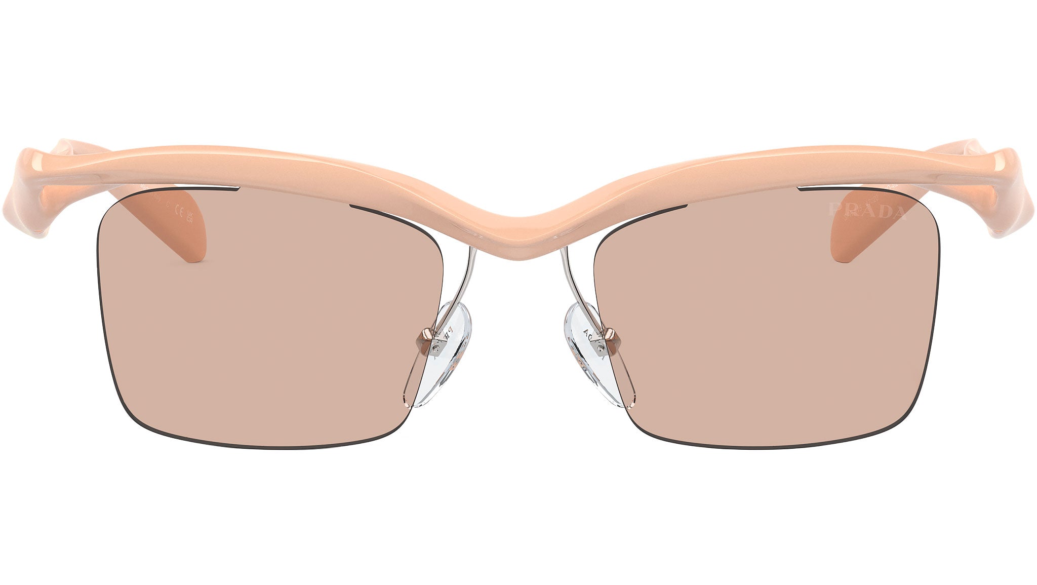 NEW Prada PRA15S 18Q4I2 Peach Light Brown Rectangle Unisex Sunglasses 0PR A15S Sunglasses Prada PR A15S (1AB8C1) PRA15S SPRA15S Man | Free  main image 4