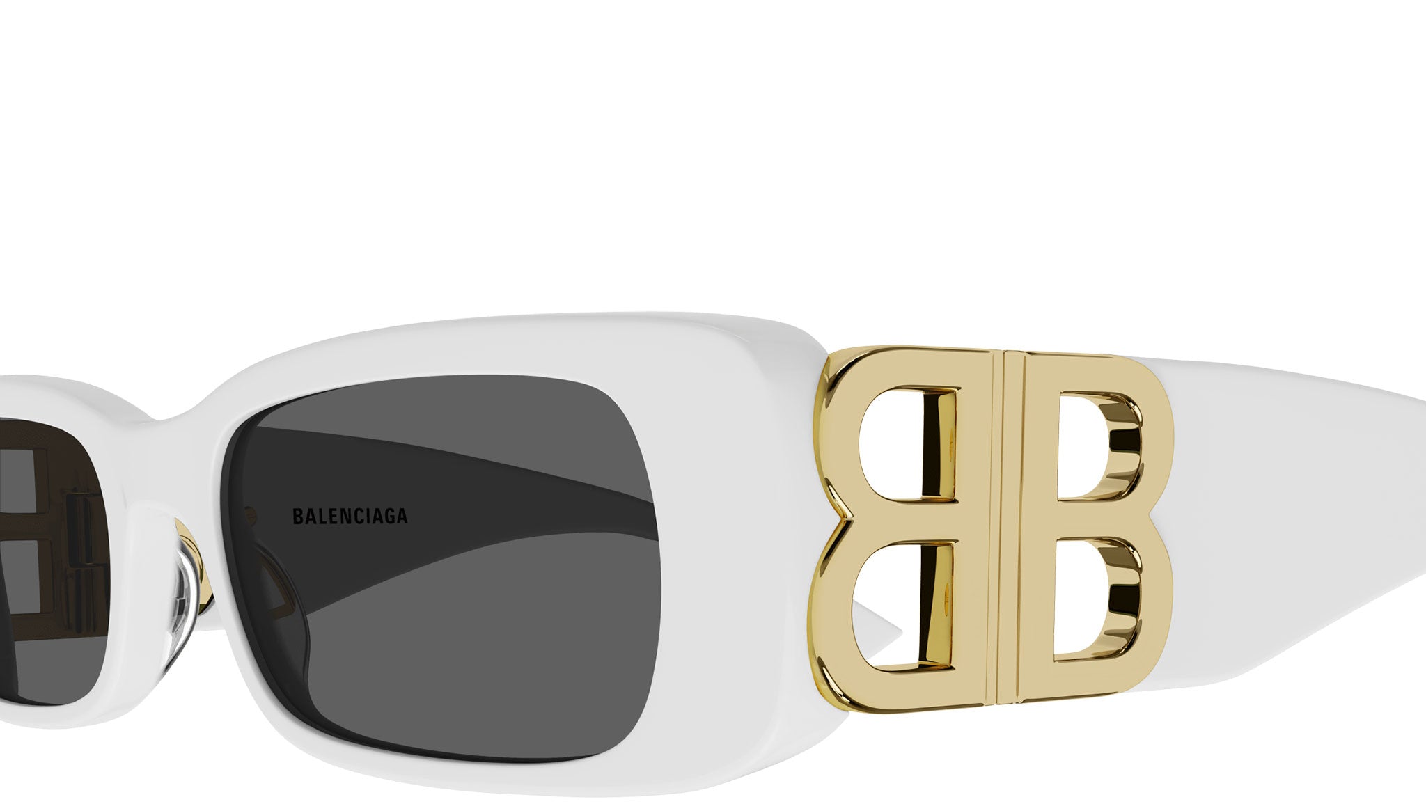 Balenciaga  BB0096S 011 Sunglasses White Gold Logo Grey Square Unisex Balenciaga Dynasty Rectangle BB0096S 011 White Grey  main image 3