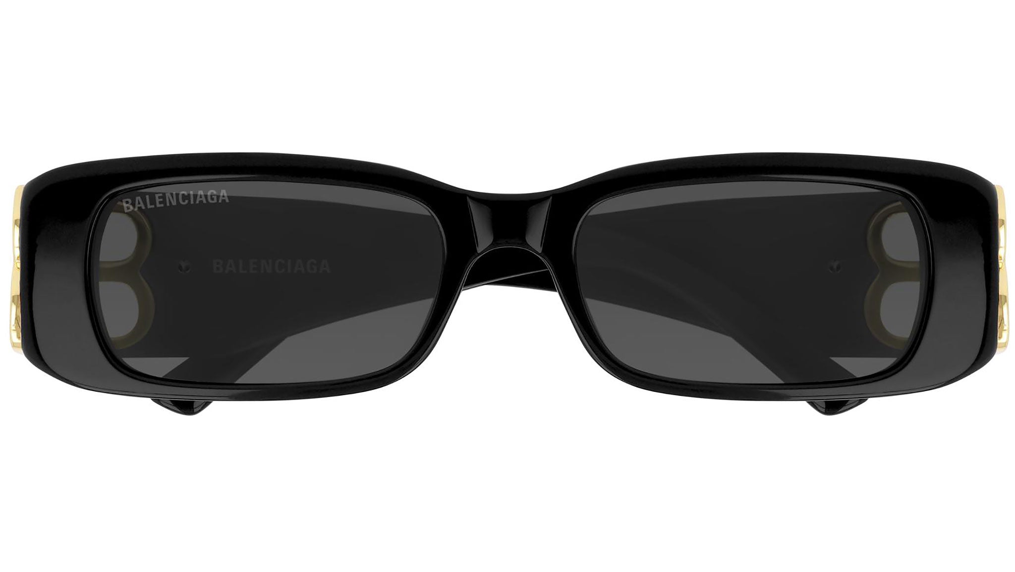 Balenciaga Dynasty Rectangle BB0096S 001 Shiny Black Sunglasses 