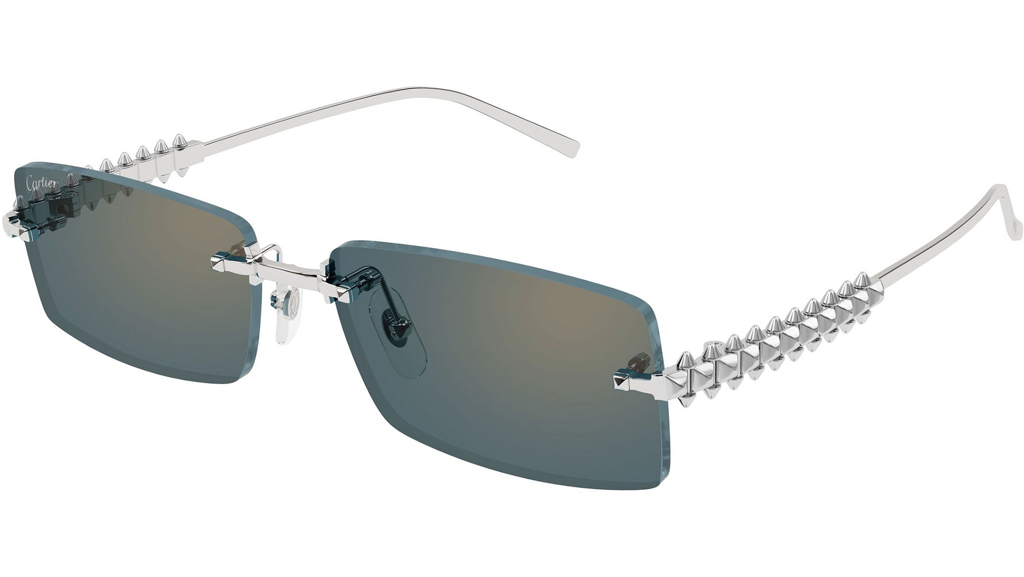 Cartier CT0604S Original Replacement Lenses grey with Zeiss AR new with defect Cartier CT0604S Sunglasses 005 Shiny Silver - eye-oo.com main image 4