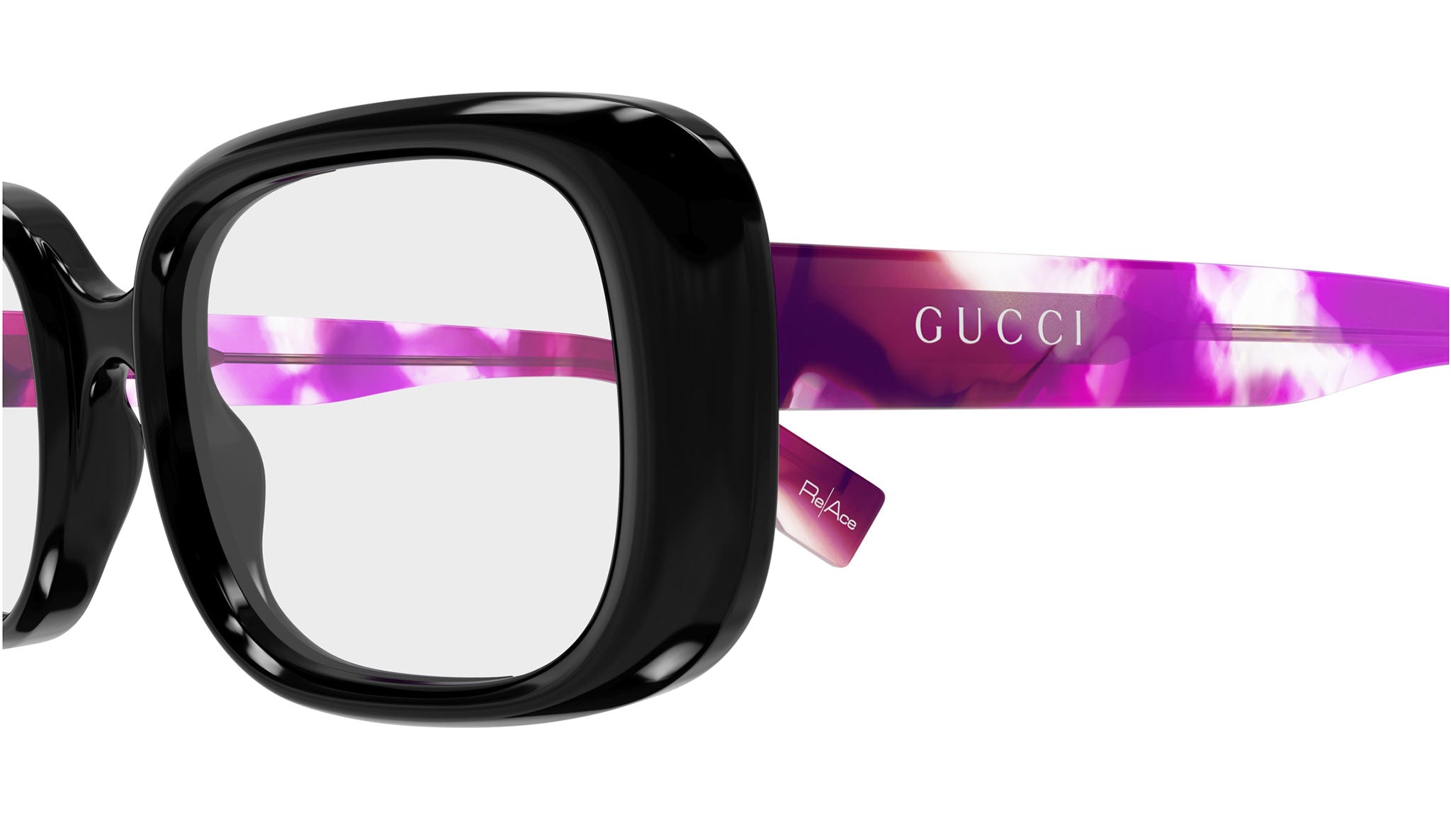 Gucci GG1908O 002 Black Violet Rectangular Glasses - eye-oo.com