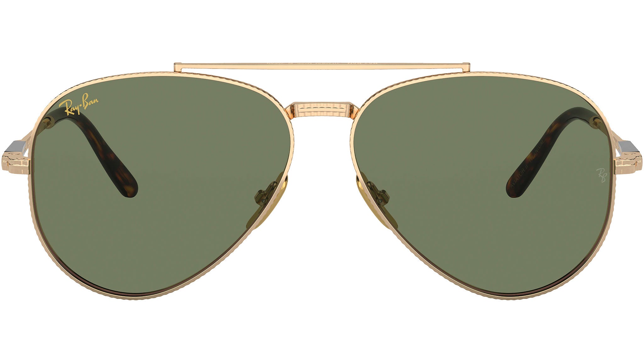Ray-Ban Gold Arista & Green Gradient Outdoorsman II Aviator Sunglasses-UNISEX Ray-Ban Authentic Unisex RB1972 Octagonal Metal Sunglasses  main image 3