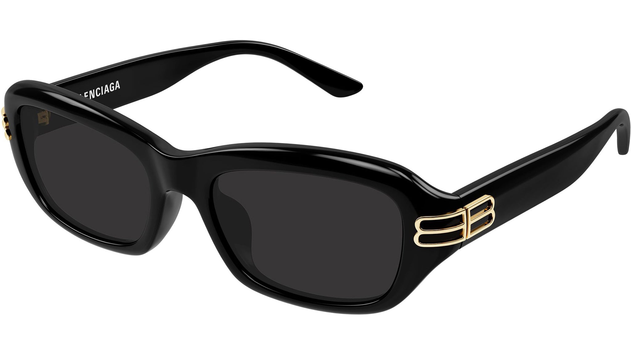 Balenciaga BB0471SK Rectangular Sunglasses 001 Black Grey - eye-oo.com