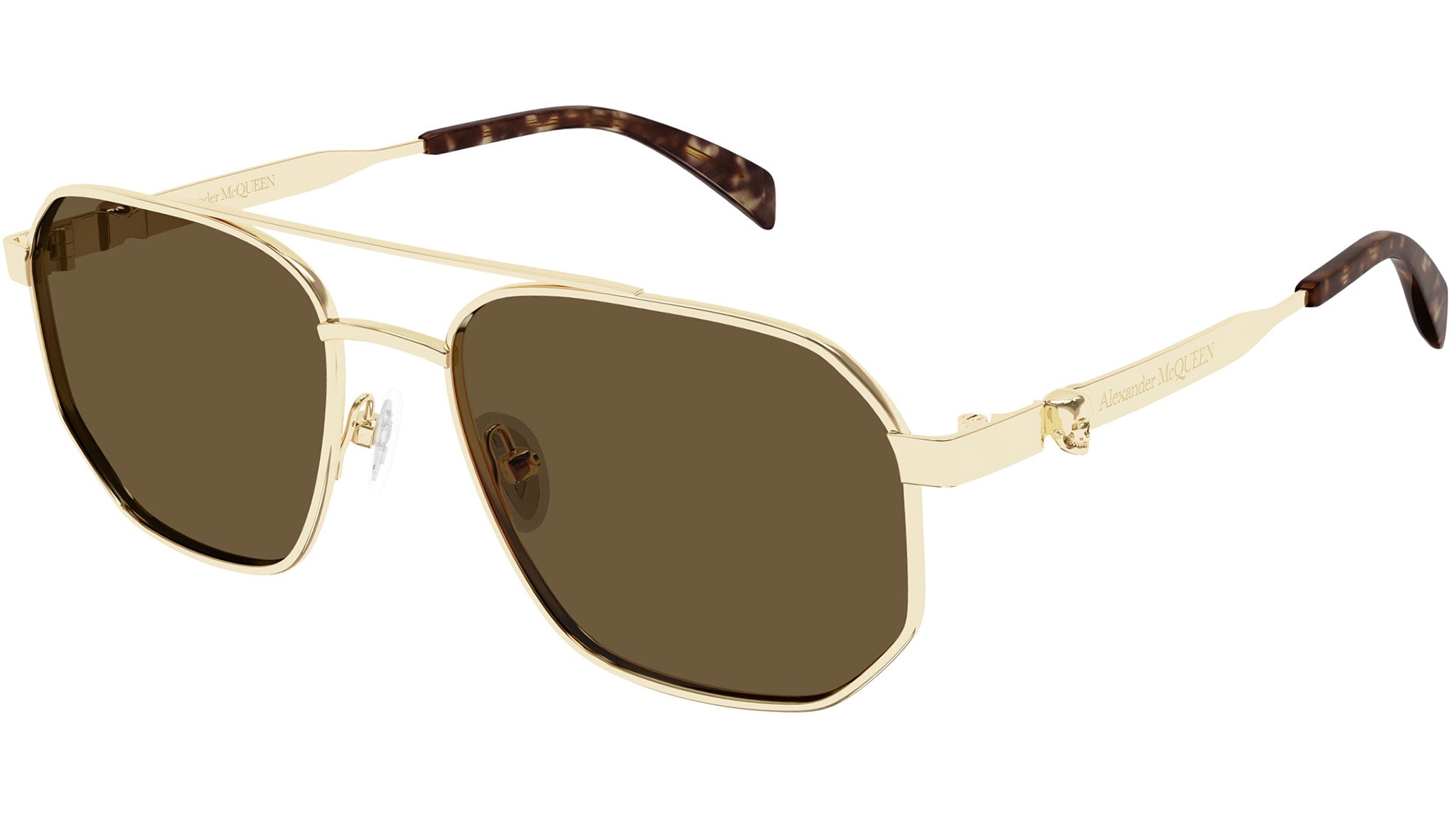Alexander McQueen AM0458S 002 Sunglasses Shiny Gold - eye-oo.com