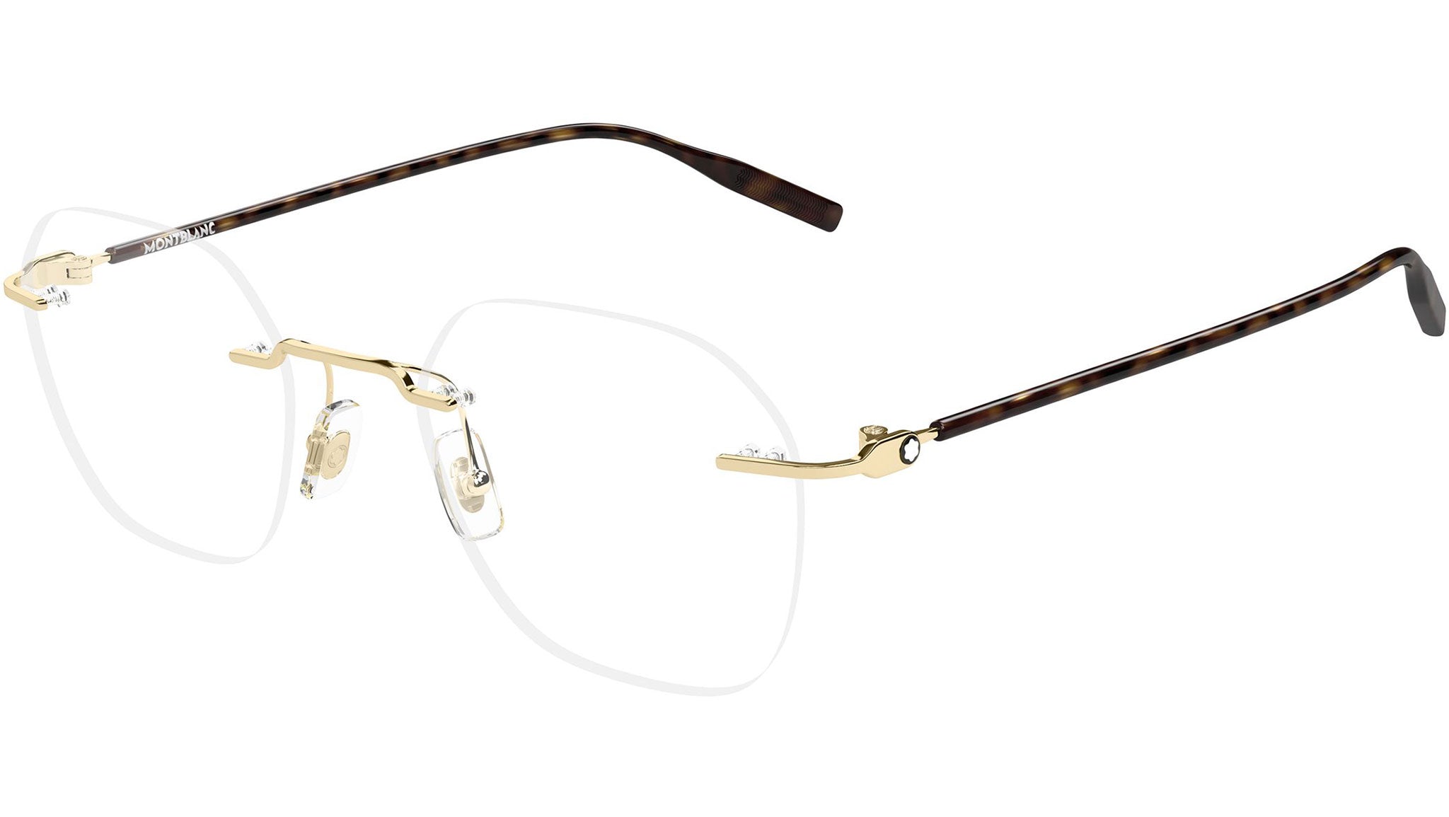 MB0471O Montblanc Panthos Glasses 003 Light Gold - eye-oo.com