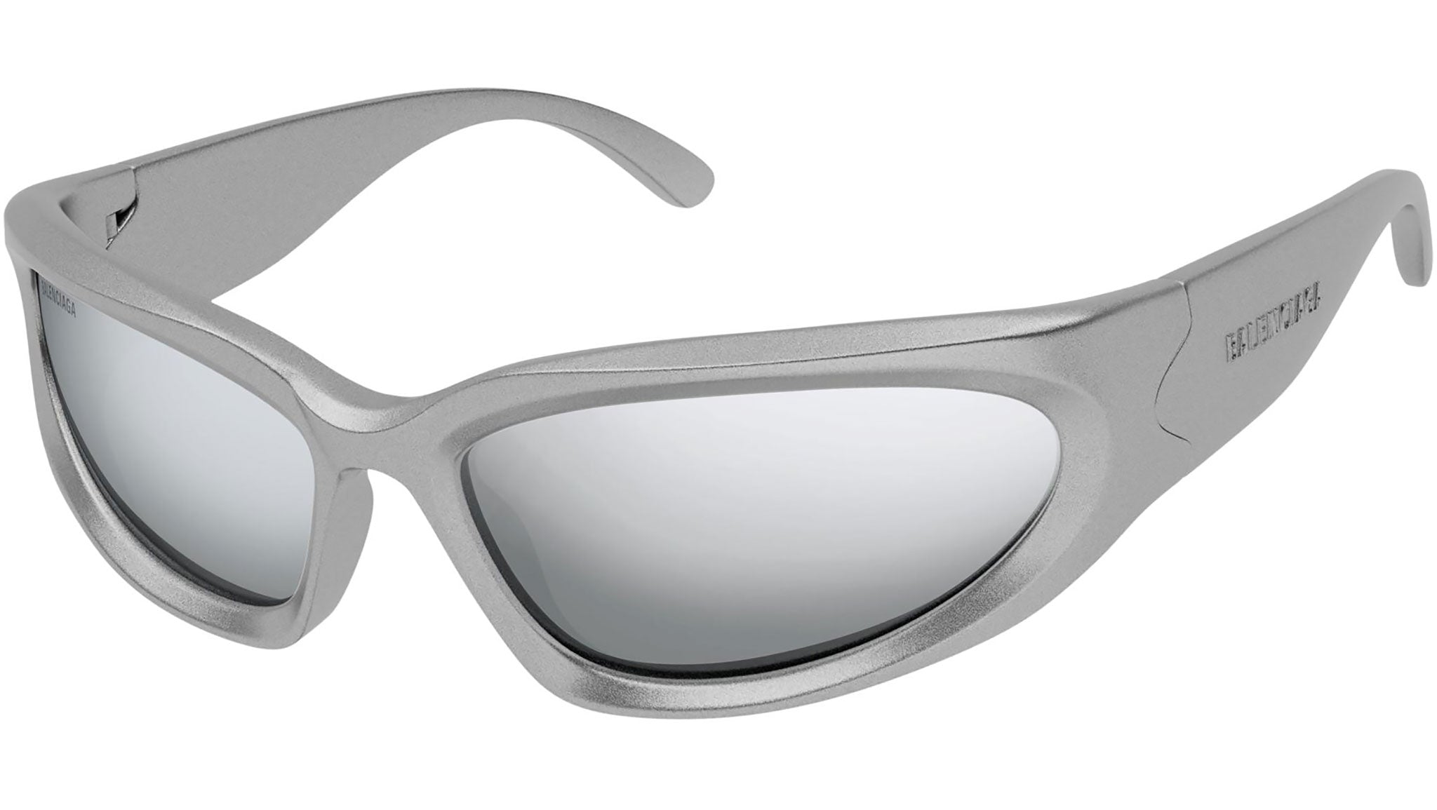 小物 23ss y2k balenciaga silver sunglasses Balenciaga BB0157S 004 Shiny Silver Sunglasses - eye-oo.com