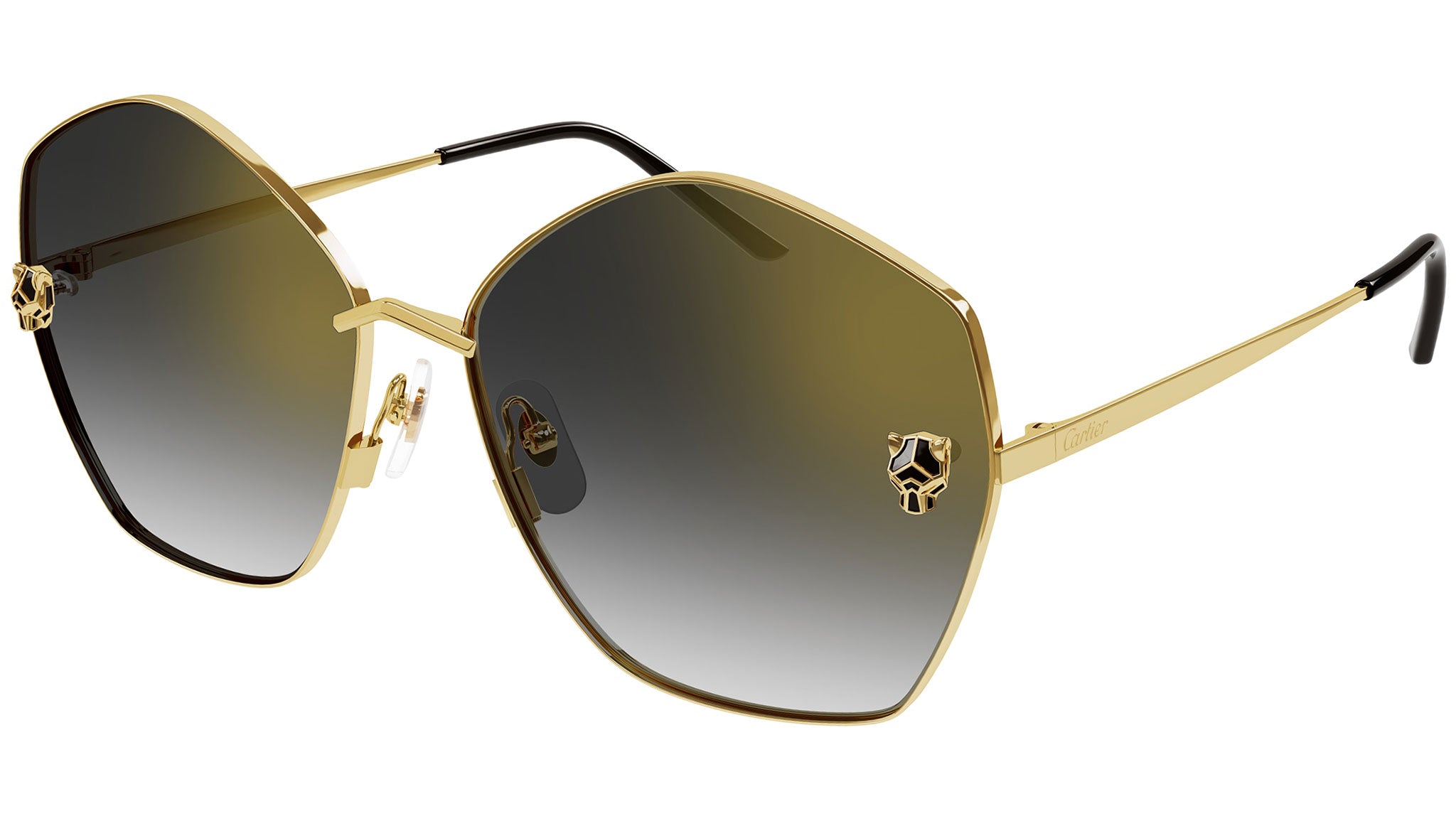 Cartier Women\'s Shield Sunglasses in Black and Gold Cartier Panthère‑C square-frame sunglasses – Elite HNW  main image 3