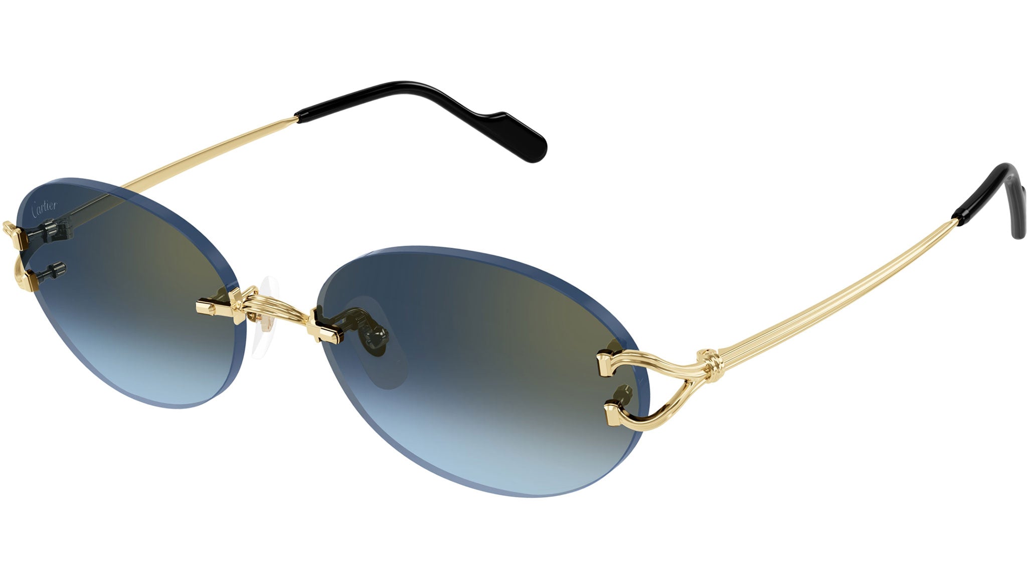 Cartier CT0551S 002 Sunglasses Shiny Gold Blue - eye-oo.com