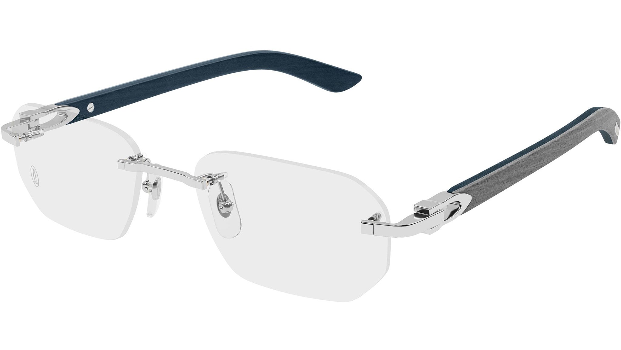 非売品　Cartier スタンド鏡 Cartier CT0583O Eyeglasses 004 Shiny Silver - eye-oo.com