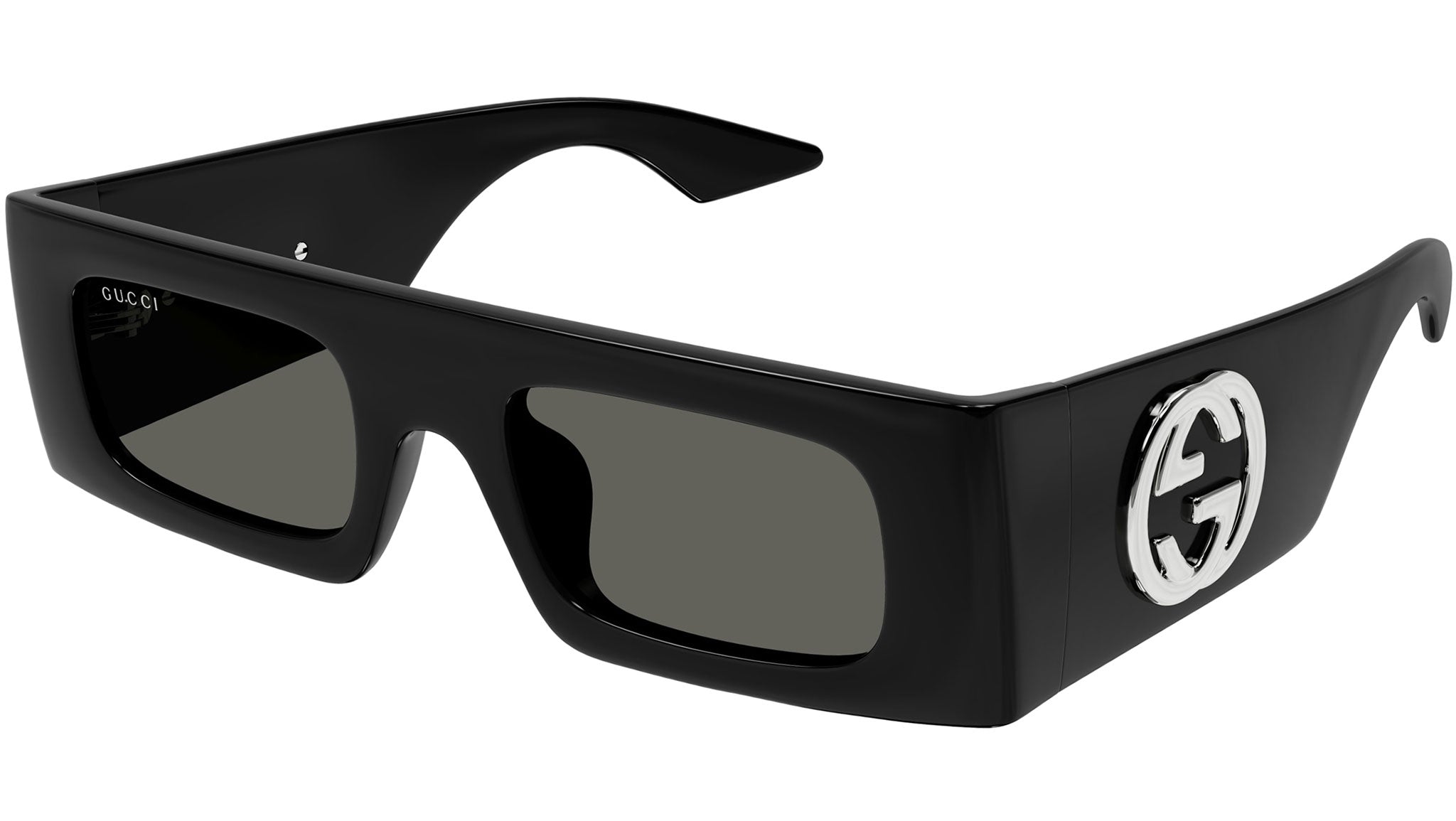 NEW GUCCI GG1646S 001 SQUARE BLACK GREY WOMEN SUNGLASSES GUCCI Gucci GG1646S 001 Sunglasses Shiny Black - eye-oo.com main image 2