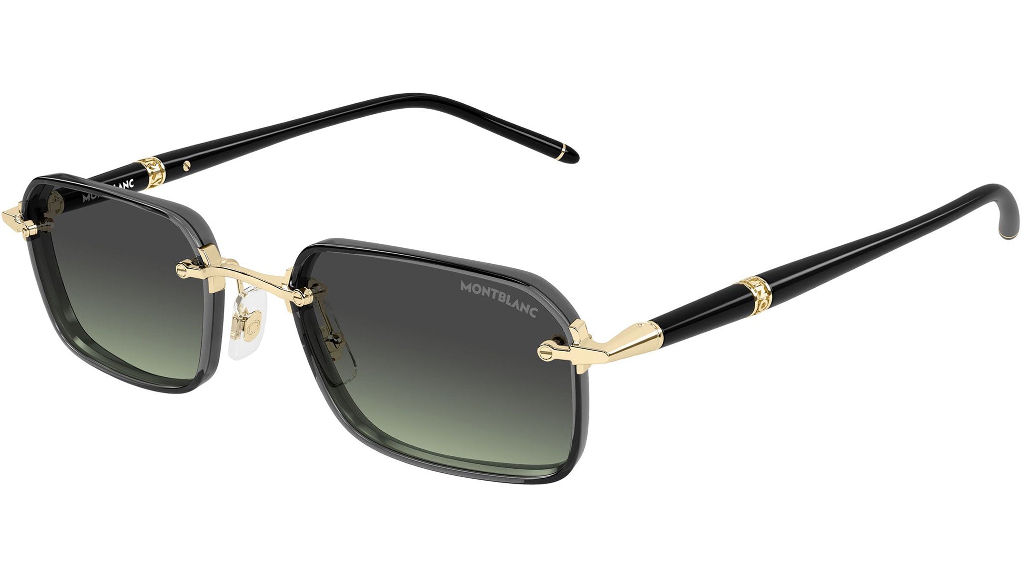 MB0483S Montblanc Rectangular Sunglasses 004 Shiny Gold - eye-oo.com