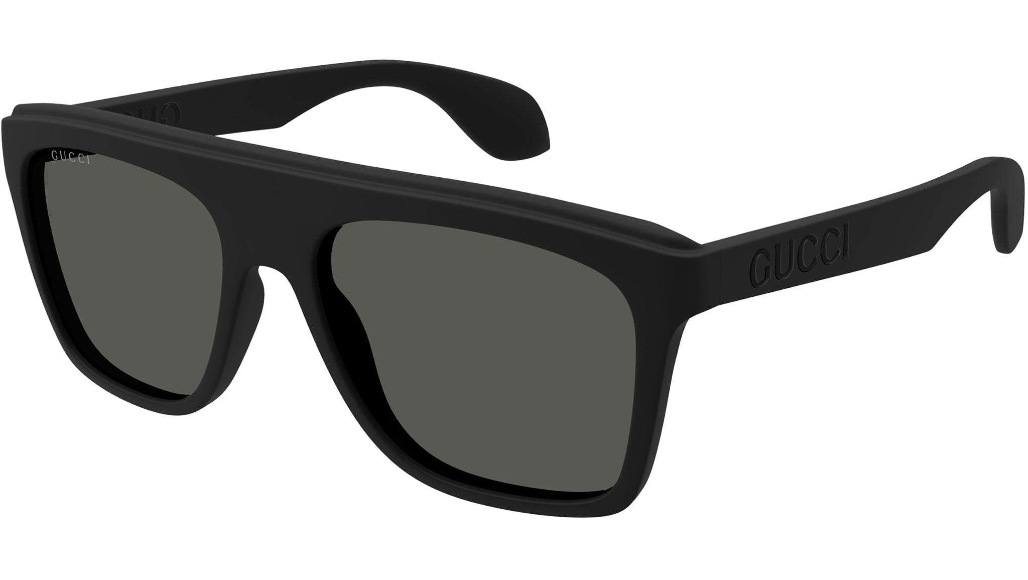Gucci GG1570S 001 Black Grey Rectangular Sunglasses - eye-oo.com
