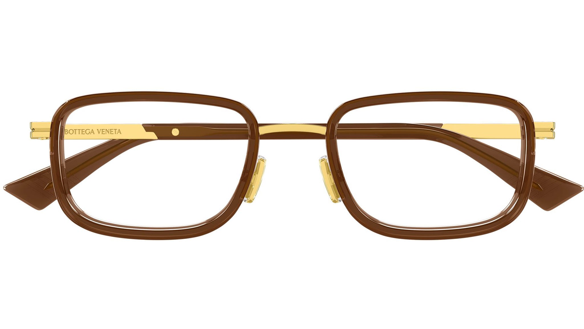 BV1464O Bottega Veneta Rectangular Glasses 007 Shiny Gold - eye-oo.com