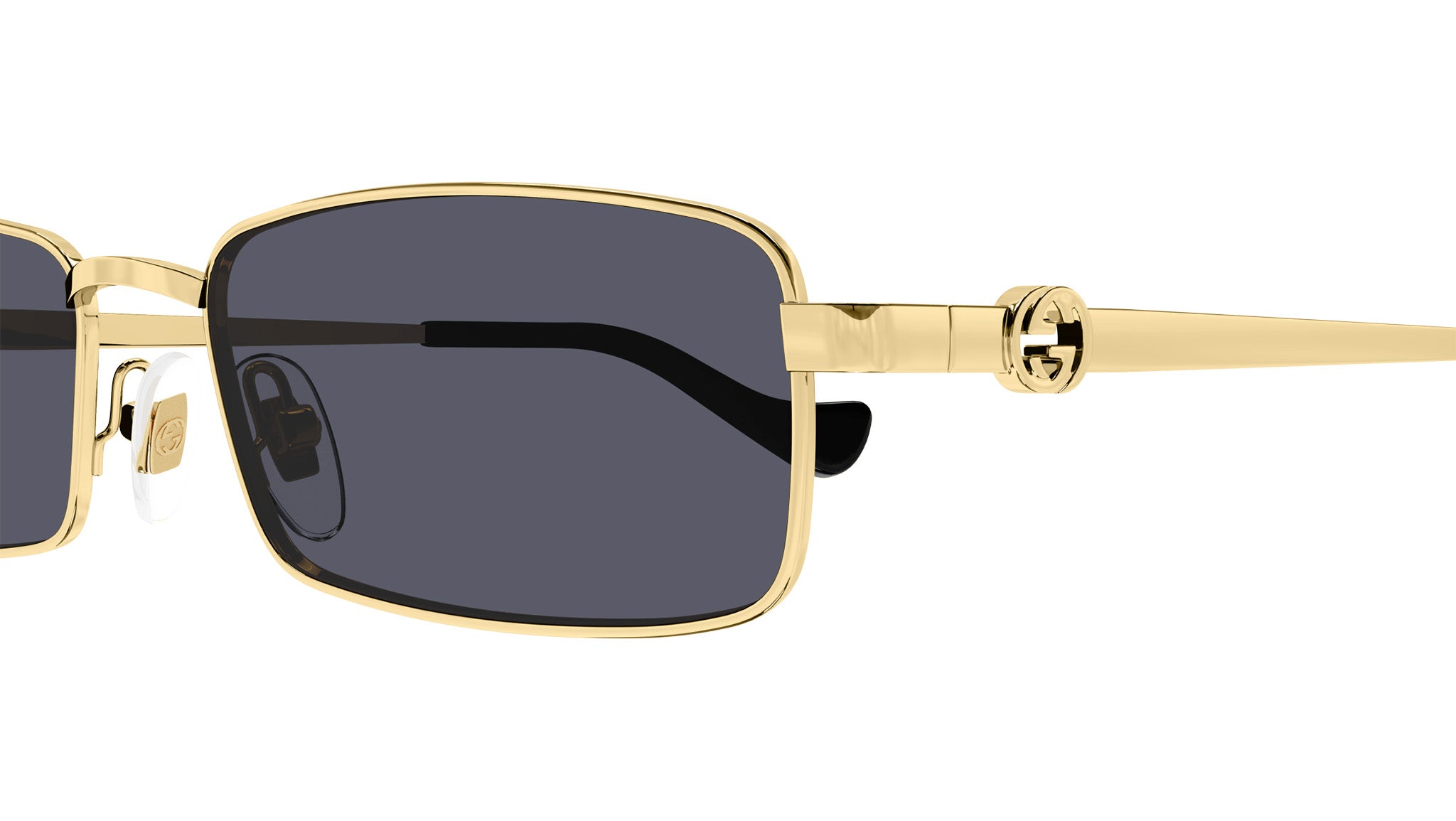 Gucci GG1600S 001 Gold Grey Rectangular Sunglasses - eye-oo.com