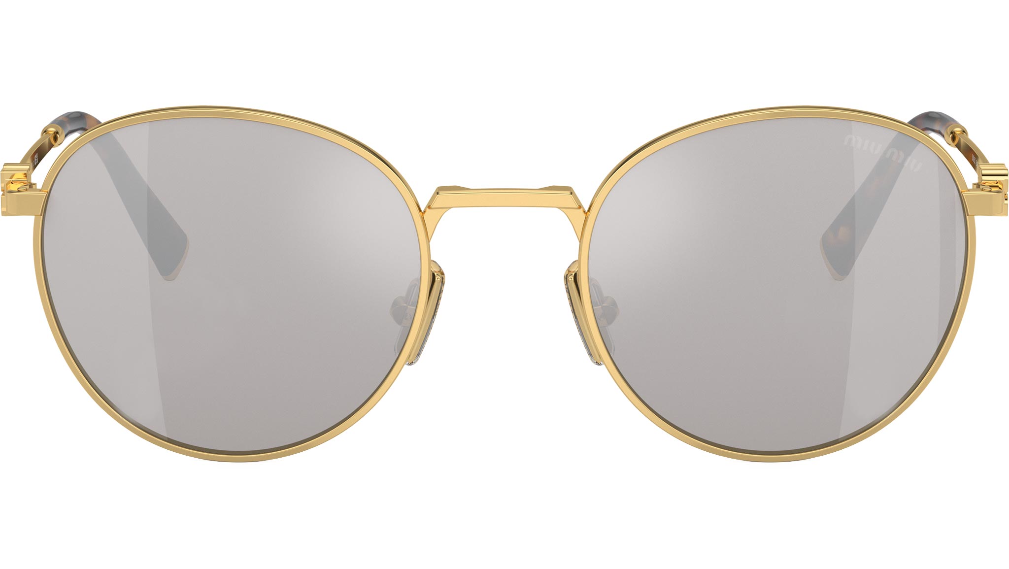 Miu Miu Gold Frame Sunglasses with Grey Lenses Light Gray Lenses Aube Sunglasses | Miu Miu - United States main image 4