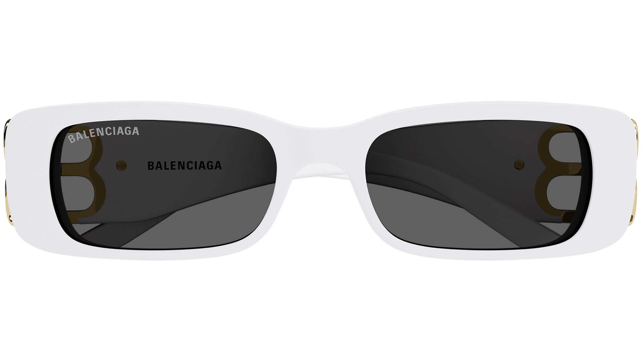 Balenciaga Dynasty Rectangle BB0096S 011 White Grey Sunglasses 