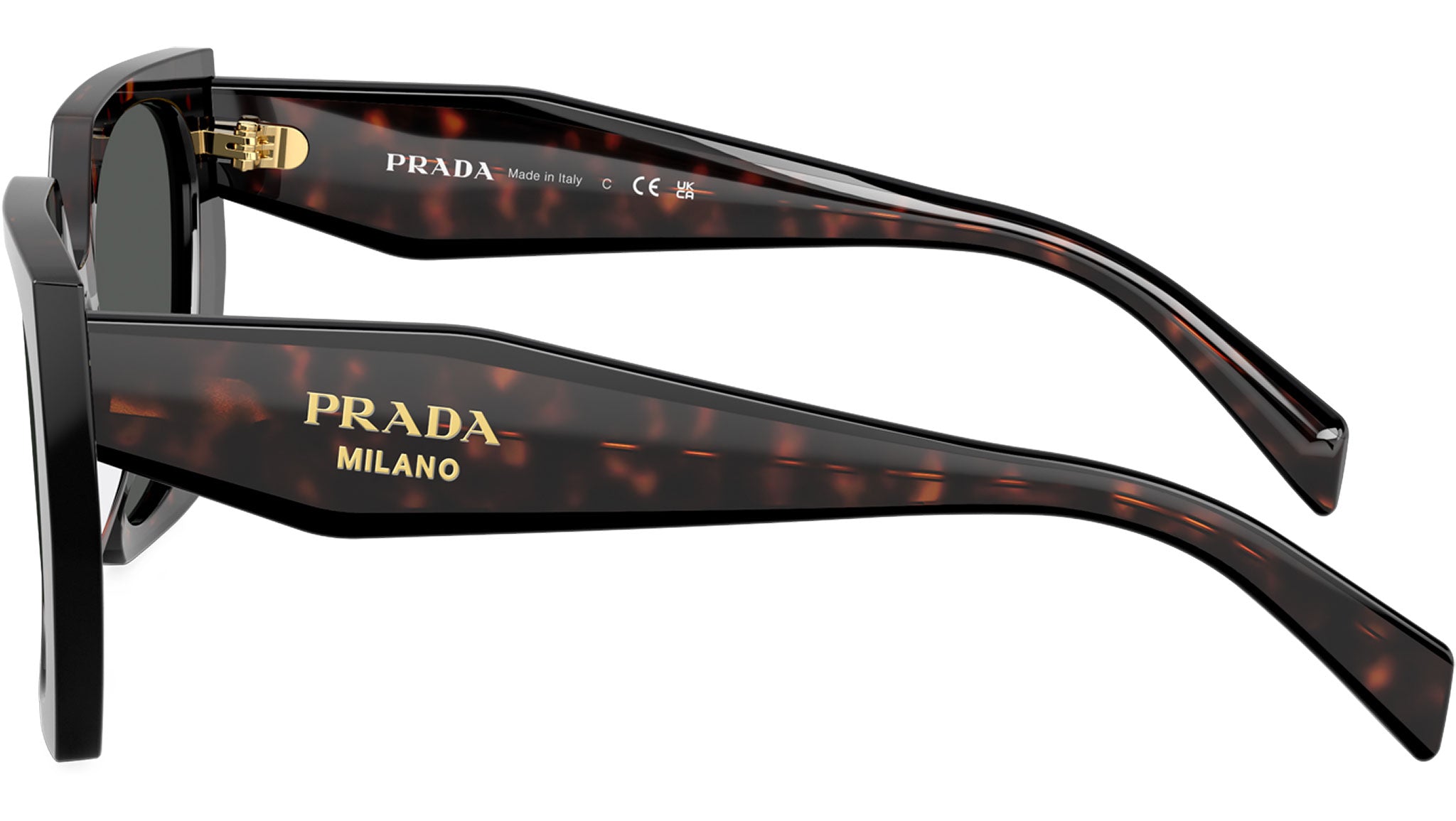 Prada PR15WS 24B40L Sunglasses Dark Havana/Black Square Frame, Dark Grey Lenses Prada PR 15WS – Spectacle Clinic main image 4