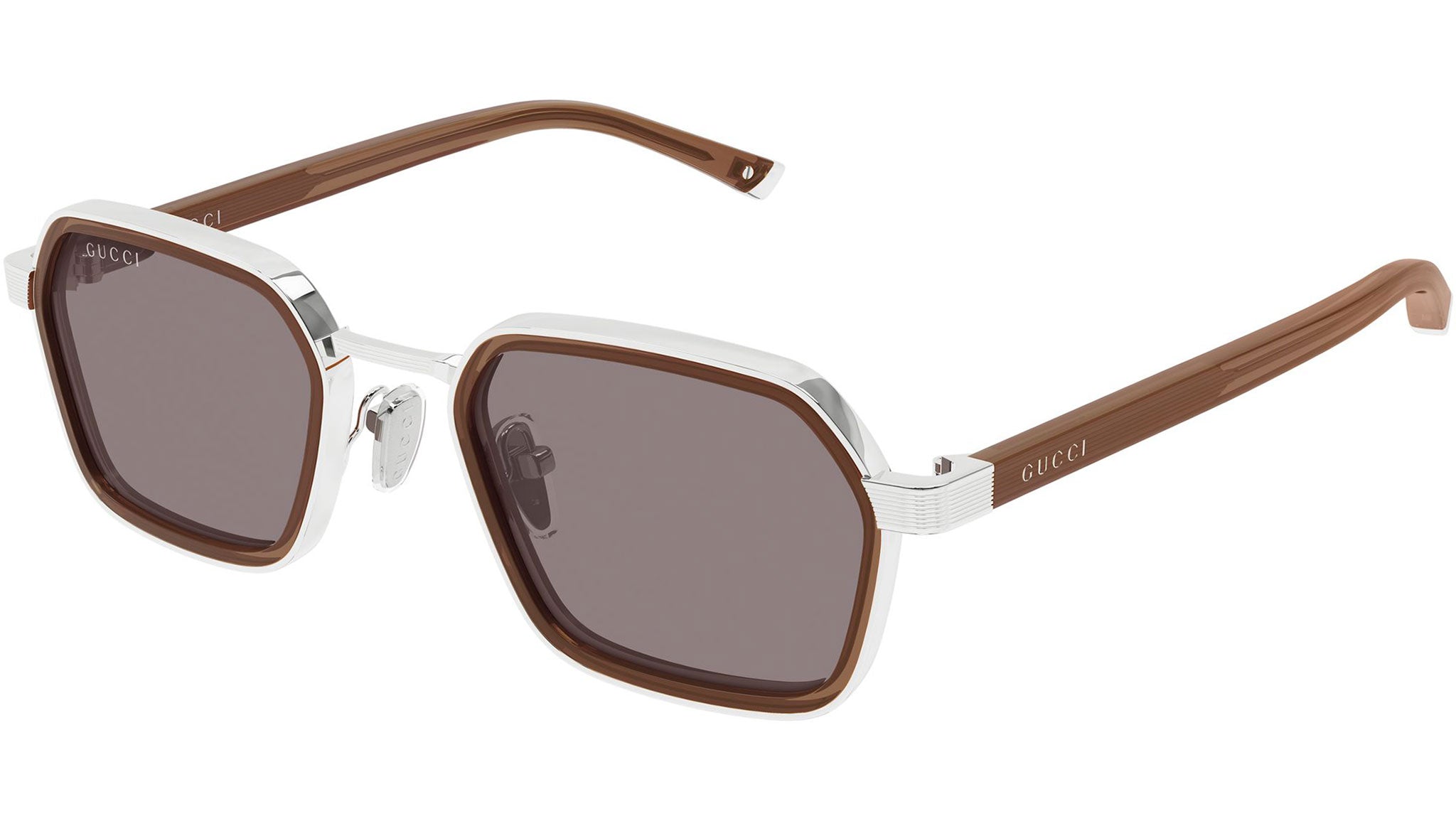 Gucci GG2074S 005 Silver Light Brown Sunglasses - eye-oo.com