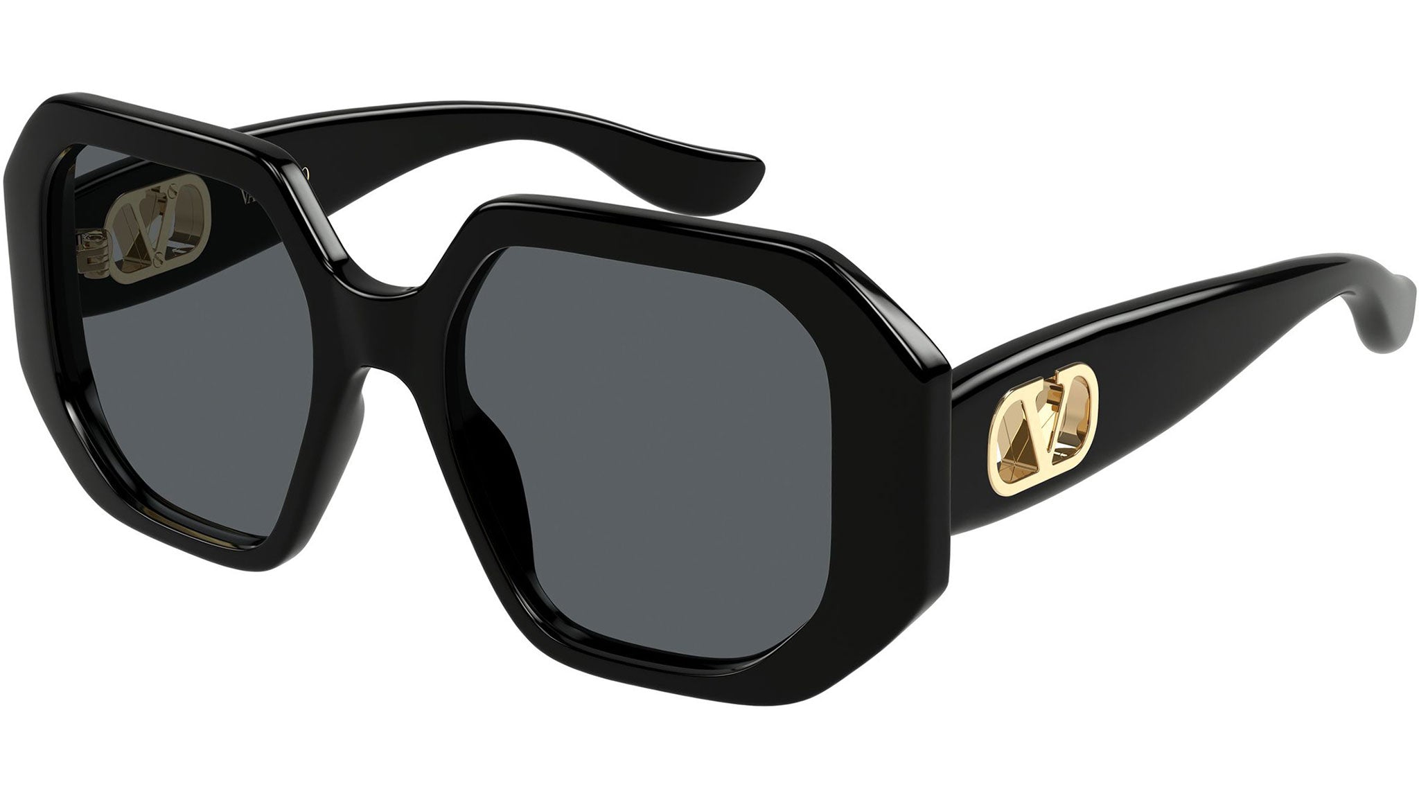 Valentino VG0003SA Sunglasses 001 Black Grey Geometric - eye 