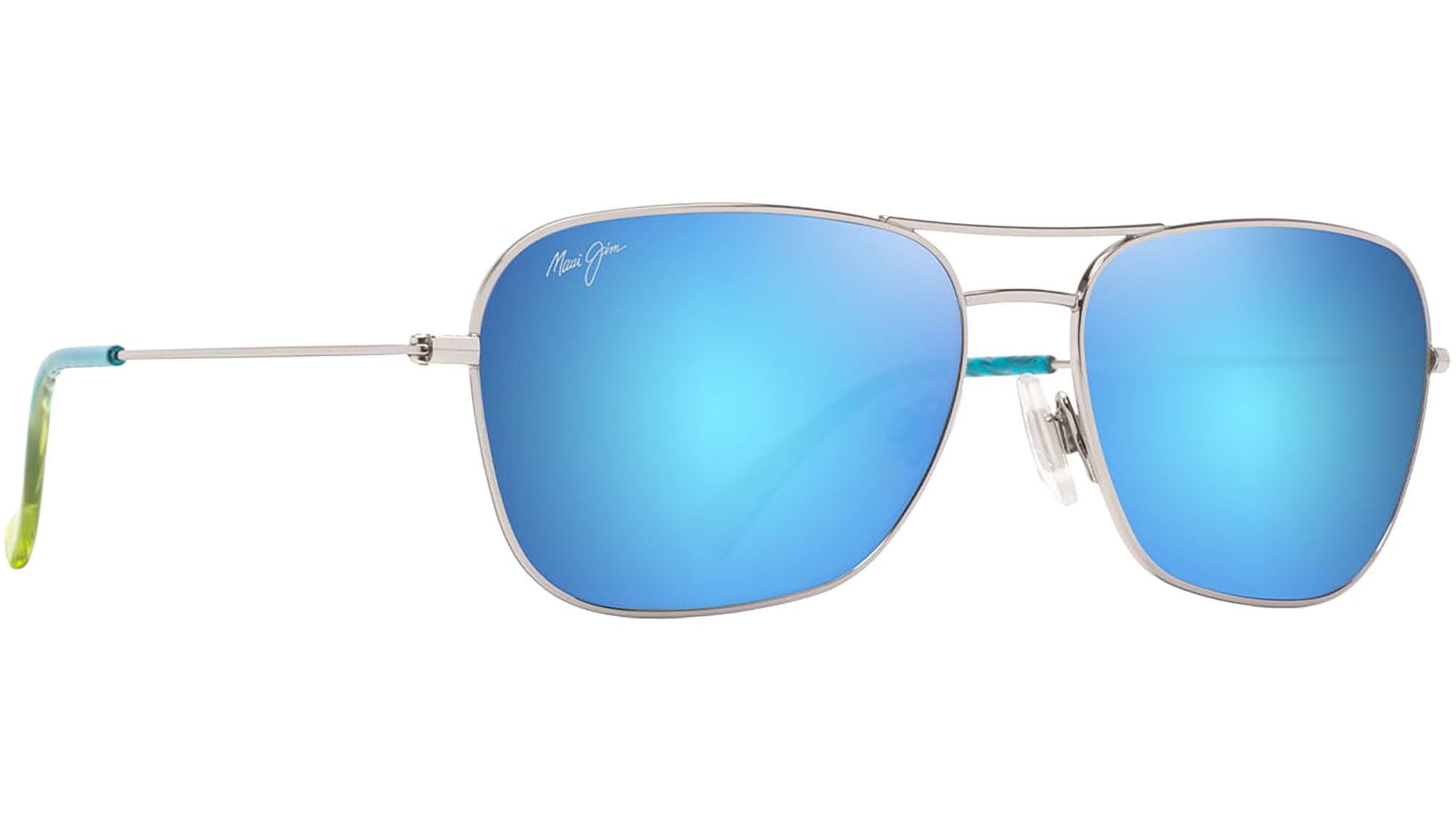 Maui Jim Naauao B675 17B Sunglasses Shiny Silver Blue Green