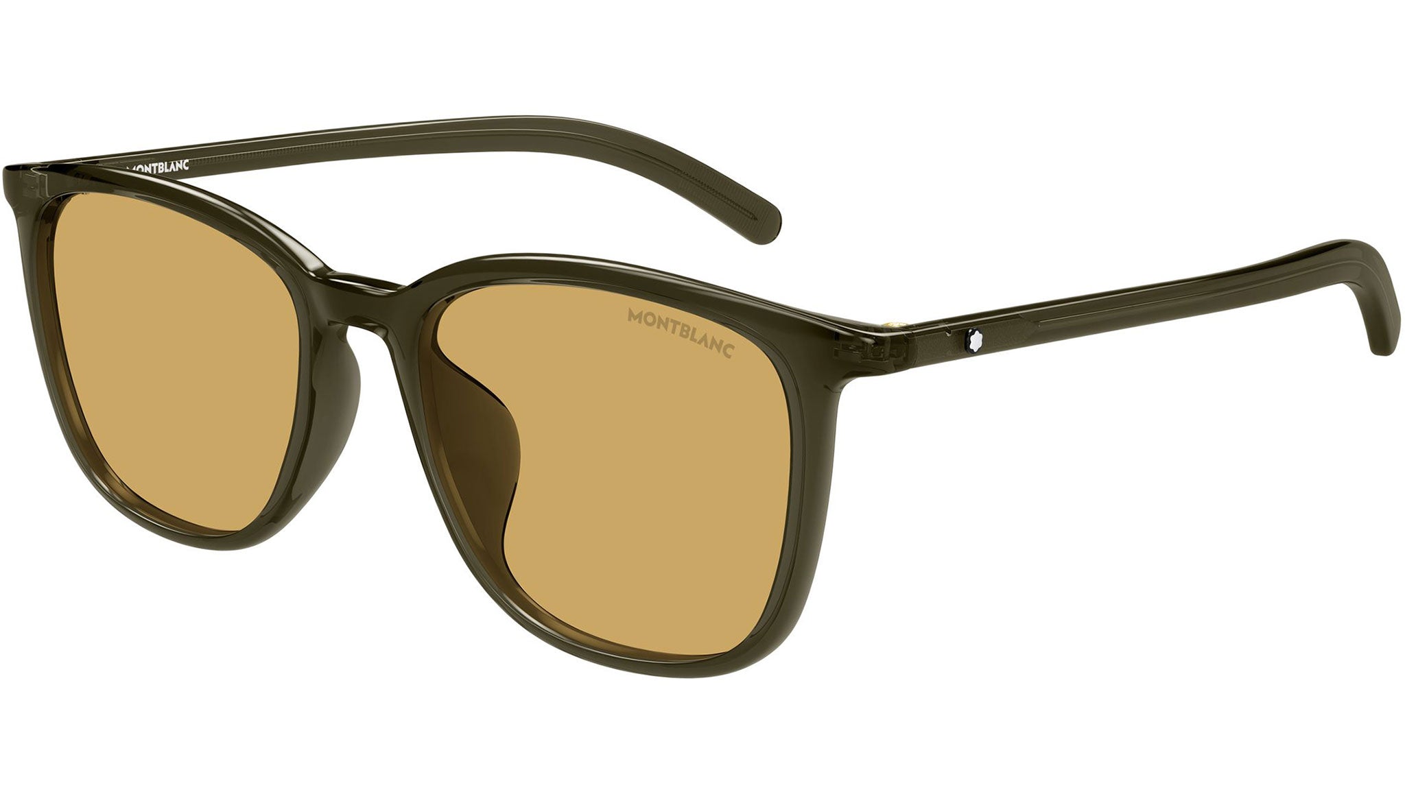 MB0487SA Montblanc Rectangular Sunglasses 004 Transparent Green