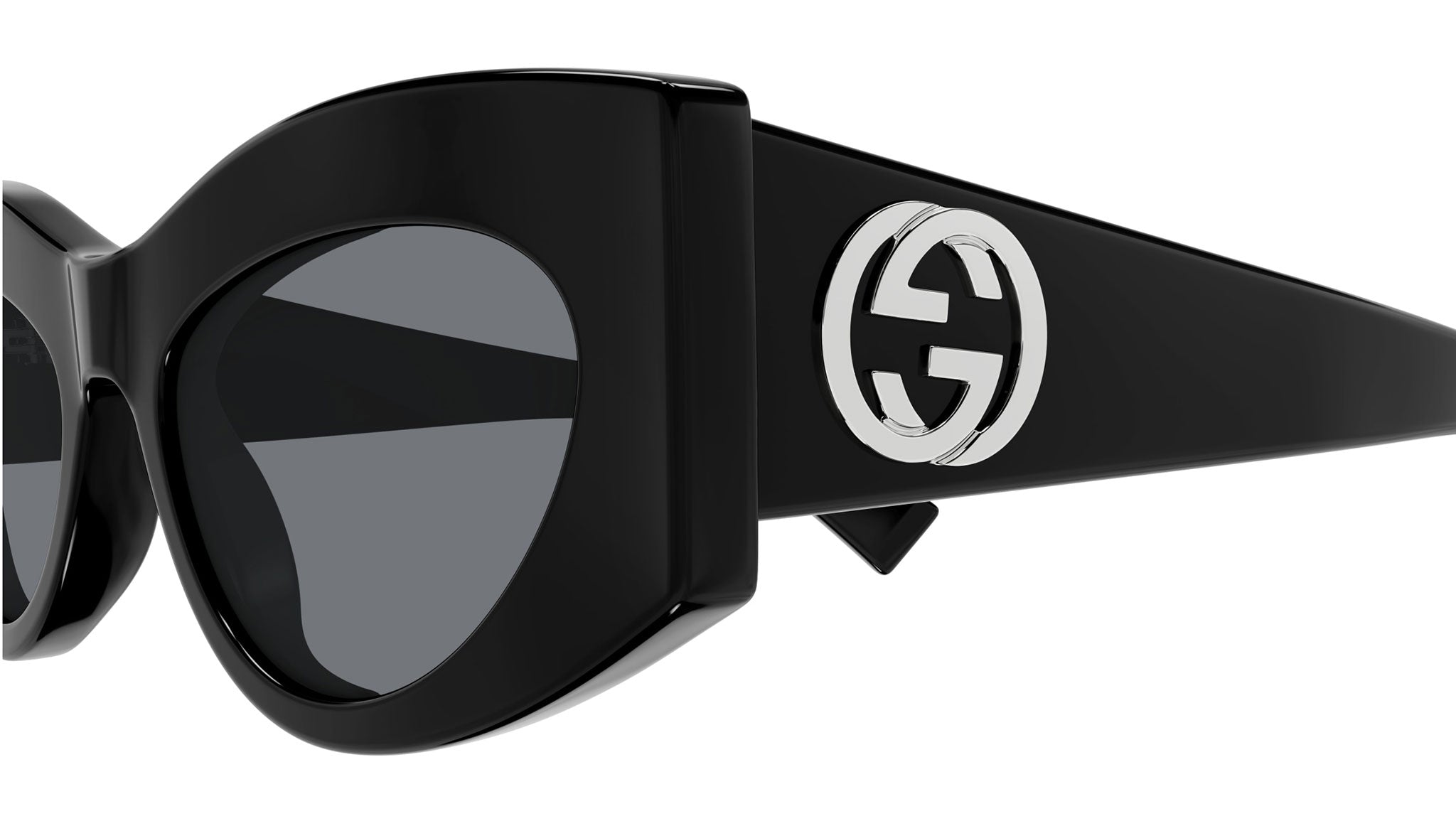 Gucci GG1843S 001 Black Smoke Cat Eye Sunglasses - eye-oo.com