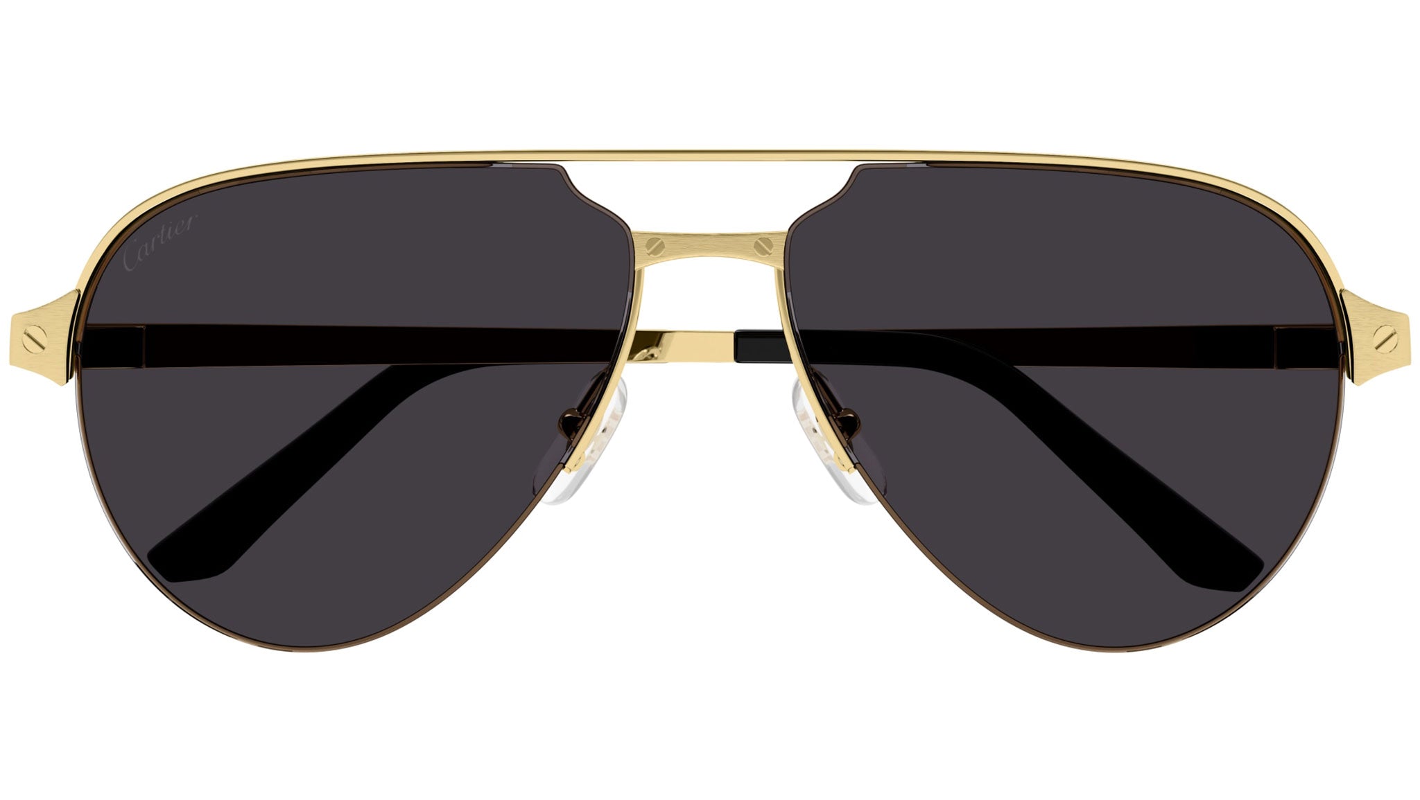 カルティエ サングラス Cartier Santos CT0386S Sunglasses 001 Gold Grey - eye-oo.com