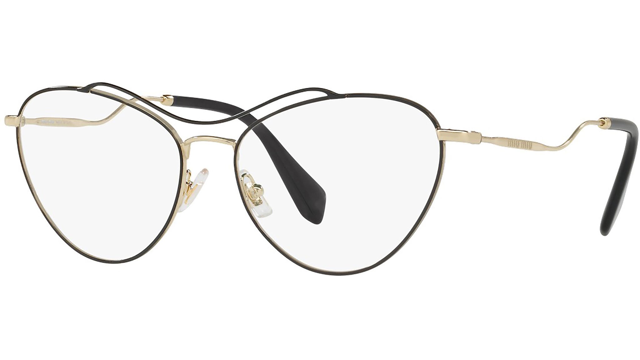 Miu Miu circular glasses in black and gold Miu Miu // Black & Gold SMU06S Circular Glitter Sunglasses  main image 4