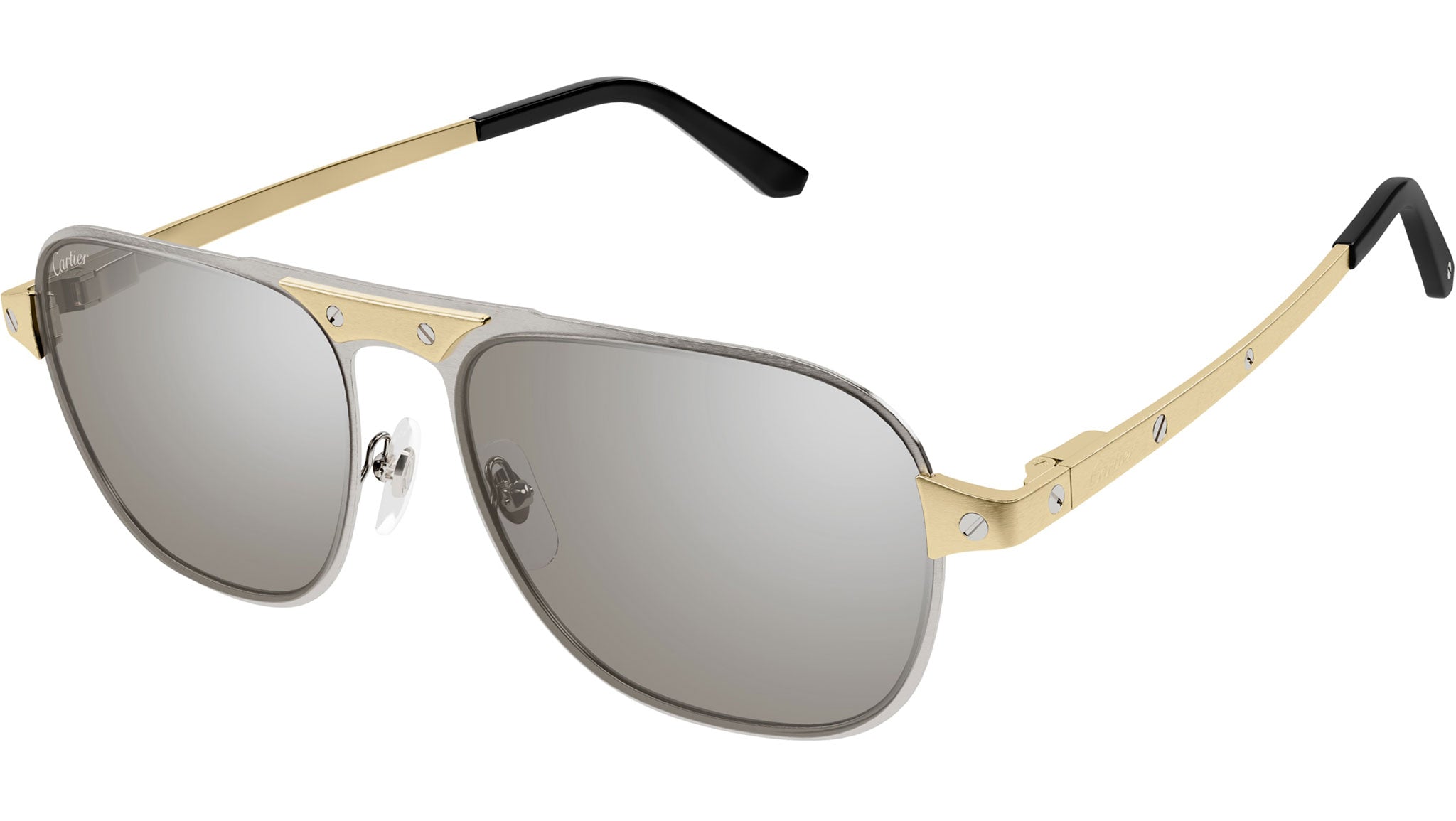 Cartier CT0532S-005 Sunglasses Silver Gold Silver Metal Cartier CT0532S 005 Sunglasses Matte Silver Silver - eye-oo.com main image 2