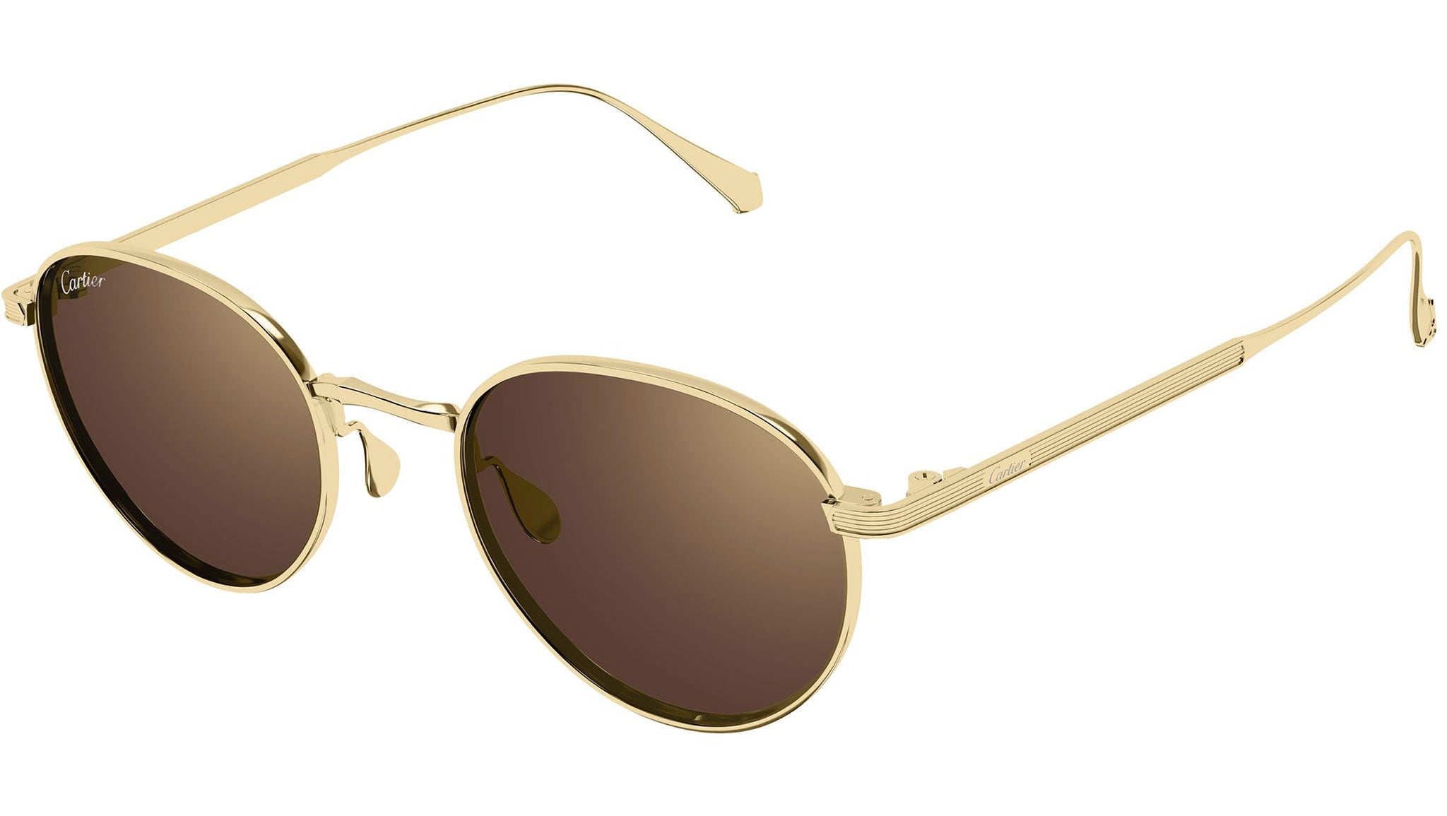 Cartier CT0626S Sunglasses Shiny Gold Brown - eye-oo.com