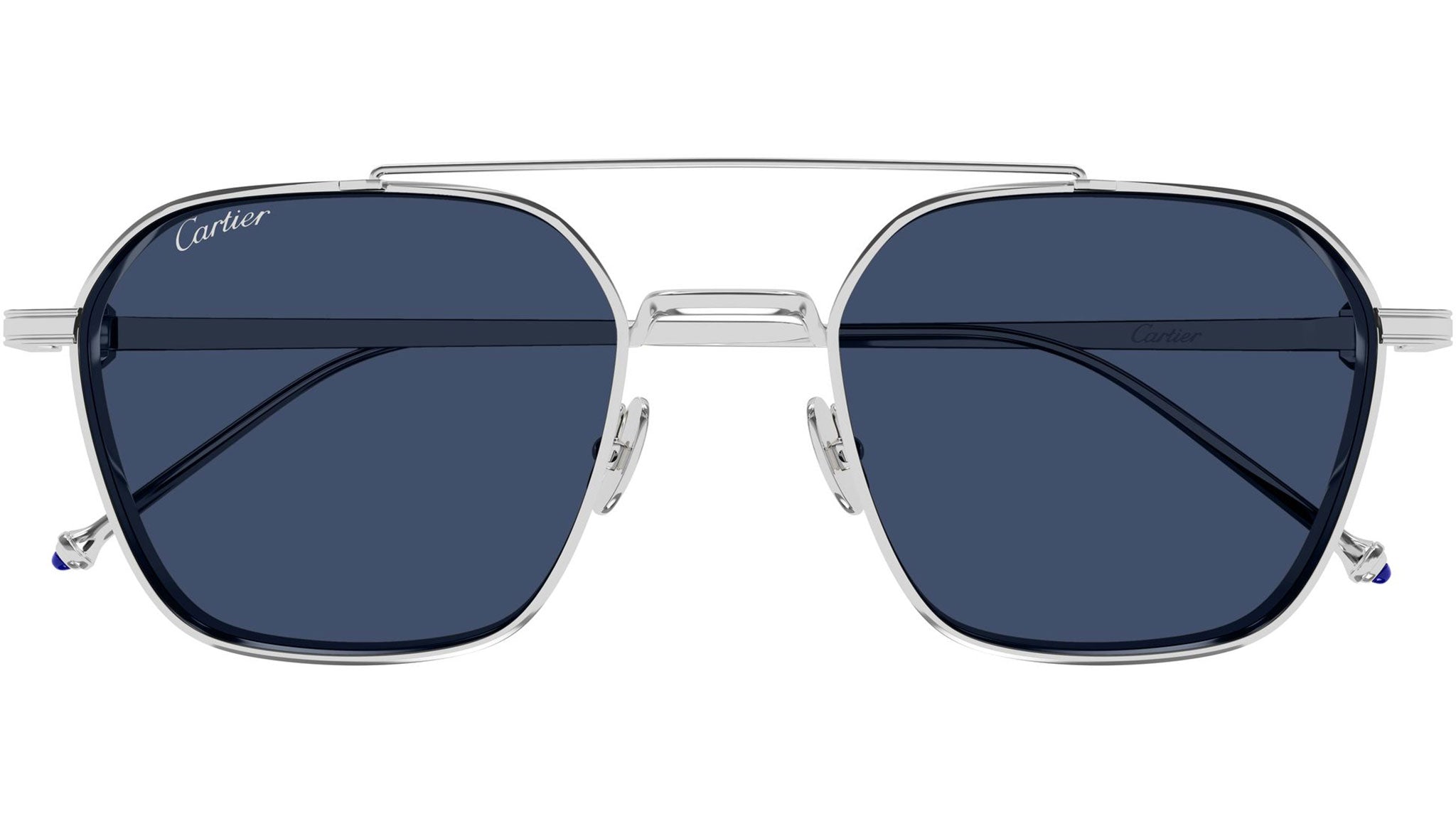 Cartier Silver and BLUE LENSES  Sunglasses Cartier CT0623S Sunglasses 001 Shiny Silver - eye-oo.com main image 2