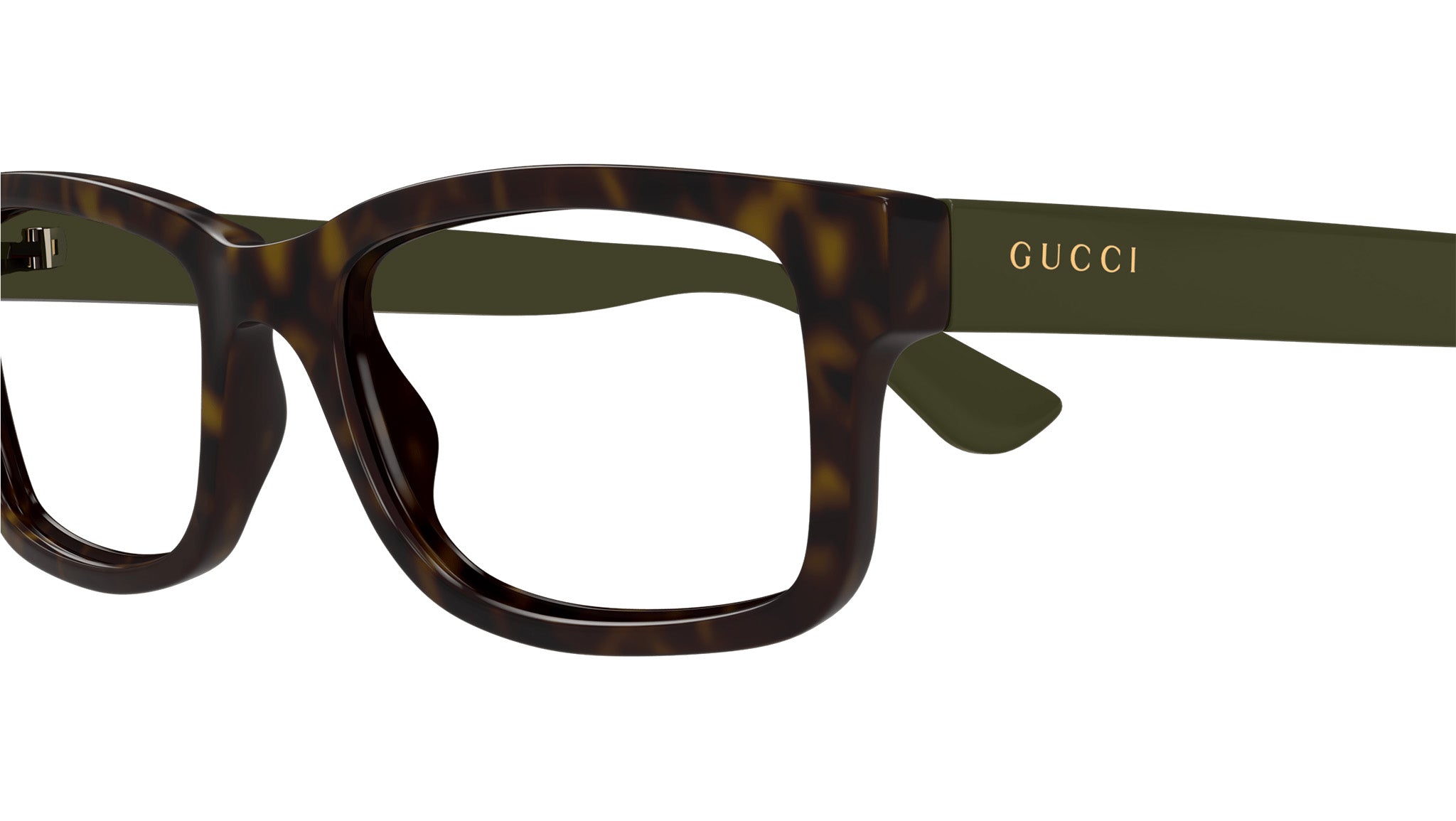 Gucci GG1717O 004 Havana Green Rectangular Glasses - eye-oo.com