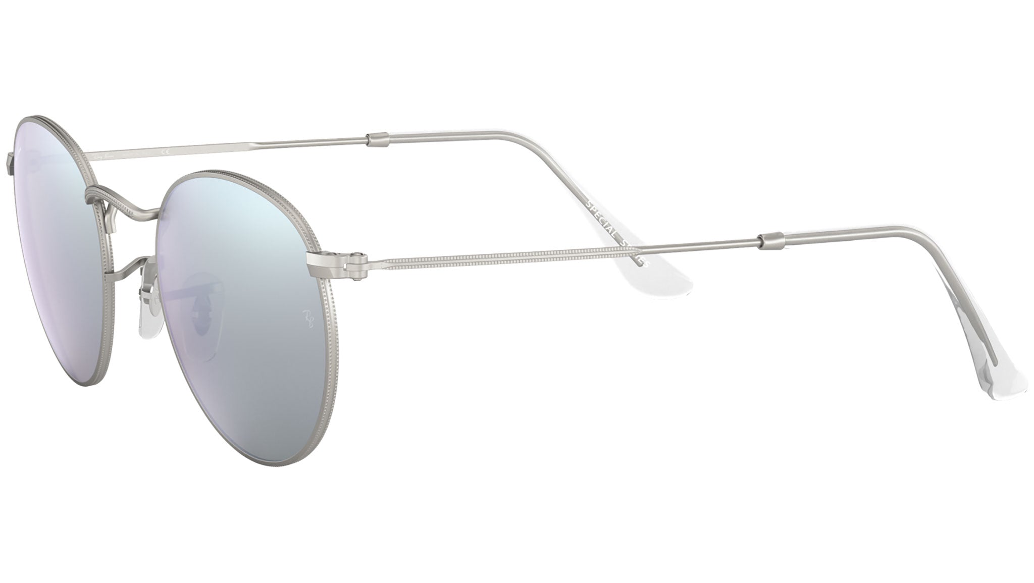 Silver Mirror Ray Ban 3447 Silver Ray-Ban Round Metal RB3447 019/30 Silver Sunglasses