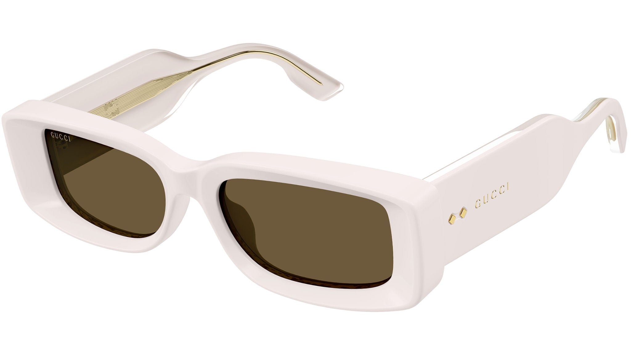 Gucci GG1528S 003 Ivory Brown Rectangular Sunglasses - eye-oo.com