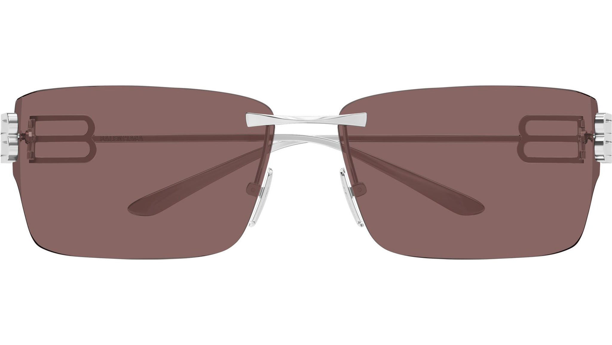 Balenciaga BB0485SA Rectangular Sunglasses 004 Silver Red Mask