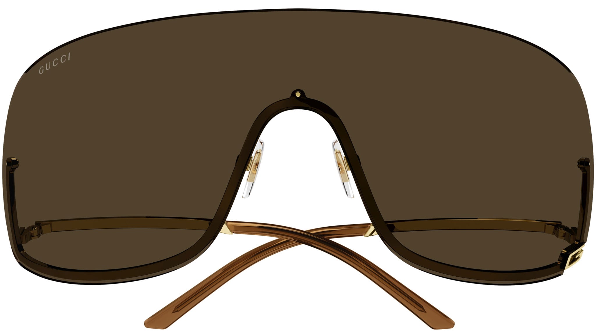 Gucci GG1560S 002 Gold Brown Shield Sunglasses - eye-oo.com