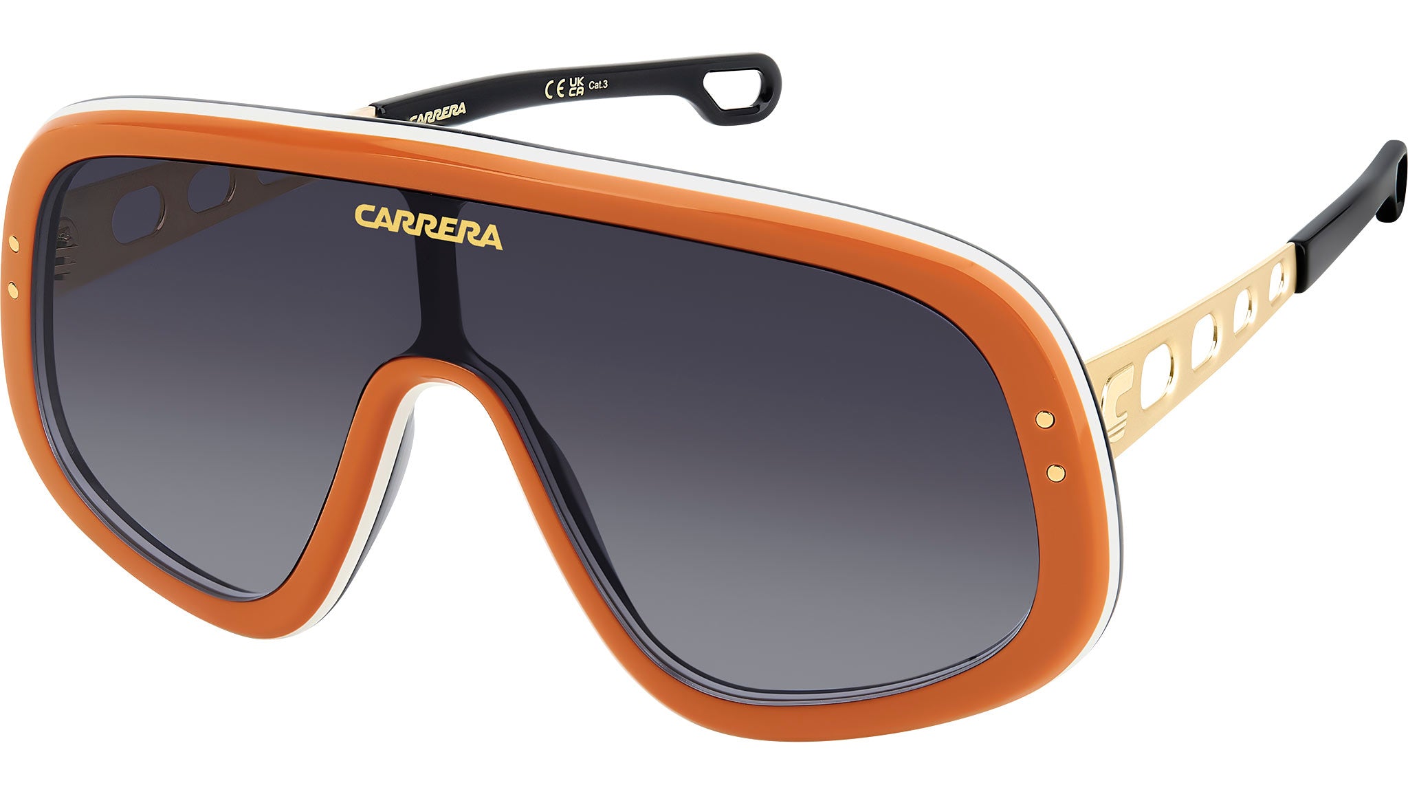NWT Carrera FLAGLAB 17-0C3E 9O Gold Shield 99mm Sunglasses Carrera FLAGLAB 17 C3E 9O Sunglasses Orange Gold - eye-oo.com main image 3