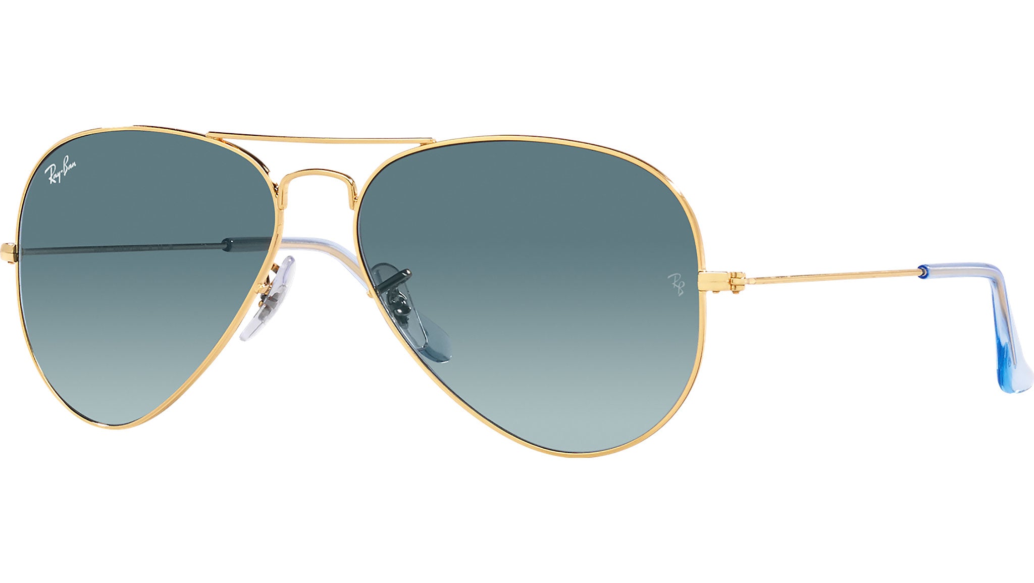 Ray-Ban Gold Sunglasses with Blue Lenses Amazon.com: Ray-Ban RB3025 Aviator Large Metal Gradient  main image 4
