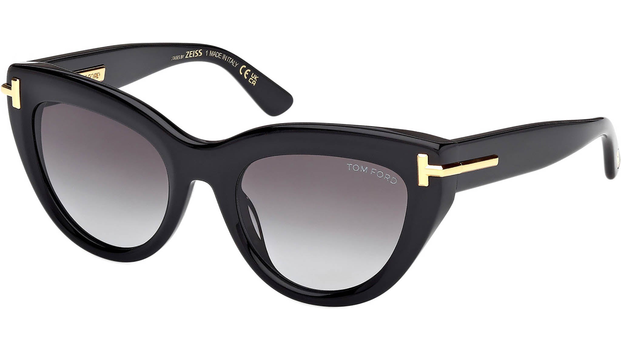 Tom Ford Black Cat-Eye Sunglasses with Gold Accents Tom Ford Icon Sunglasses FT1201 01E Shiny Black - eye-oo.com main image 2