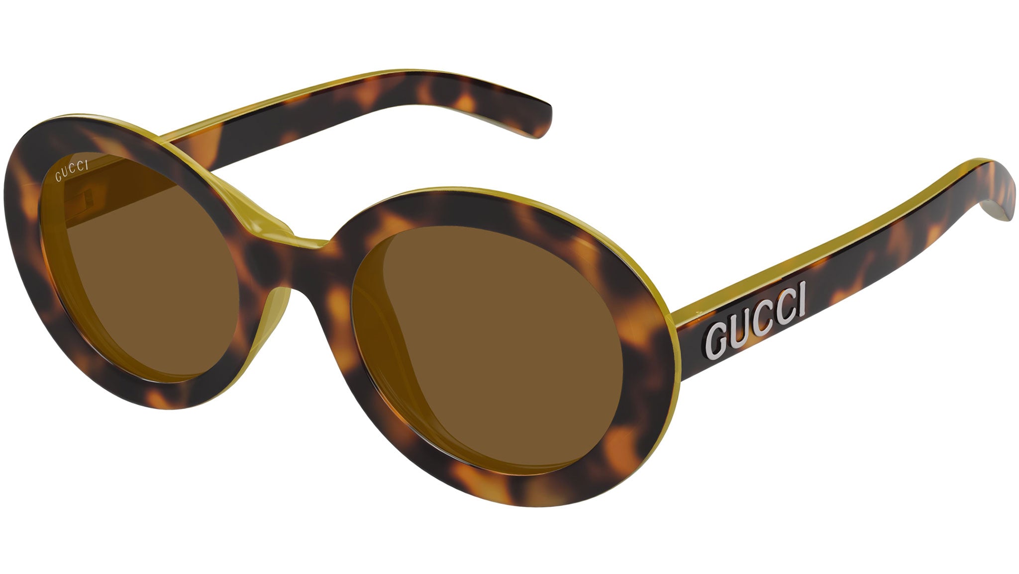 SALE! NEW Gucci GG1722SA 002 Spotted Havana Brown Unisex Oval Sunglasses Gucci Sunglasses GG1722SA 002 Shiny Spotted Havana - eye-oo.com main image 3